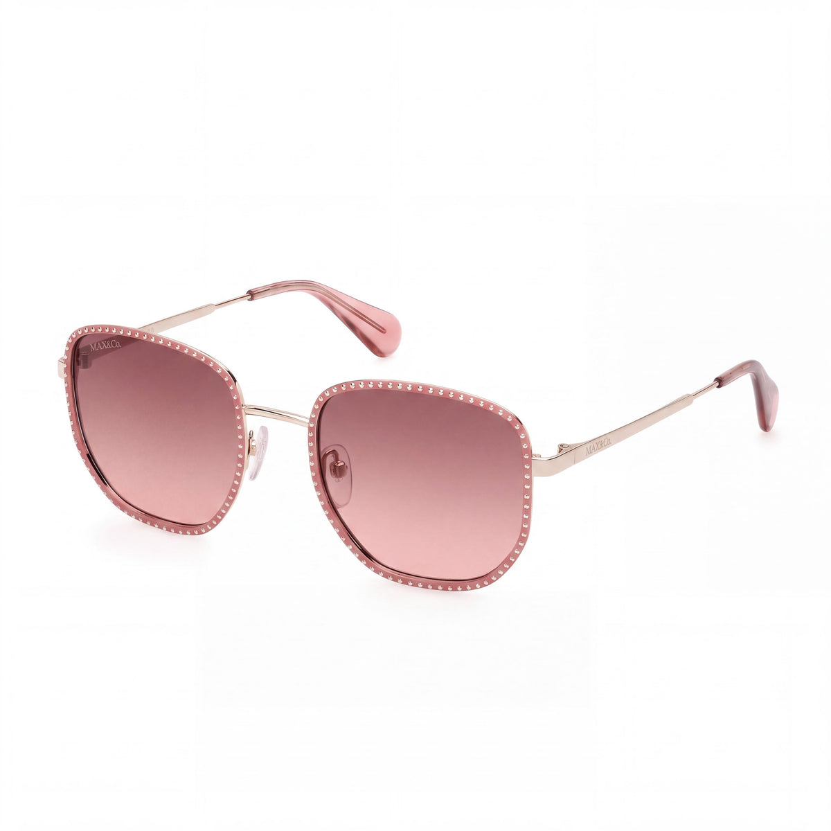Max & Co. Comtemporary Women's Round Metal Sunglasses with Pink Frame, Ombre Brown Lens 52mm, Photo 1