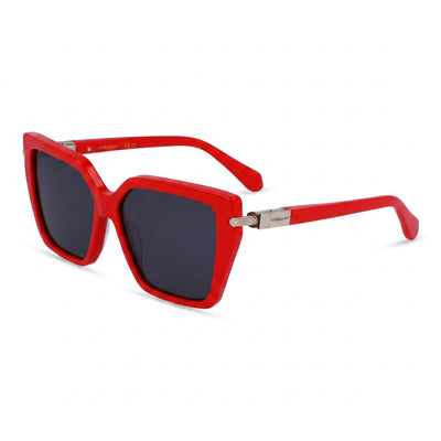 Gafas de sol unisex Salvatore Ferragamo SF1106S con montura de acetato roja, lentes de policarbonato y protección UV, 57 mm