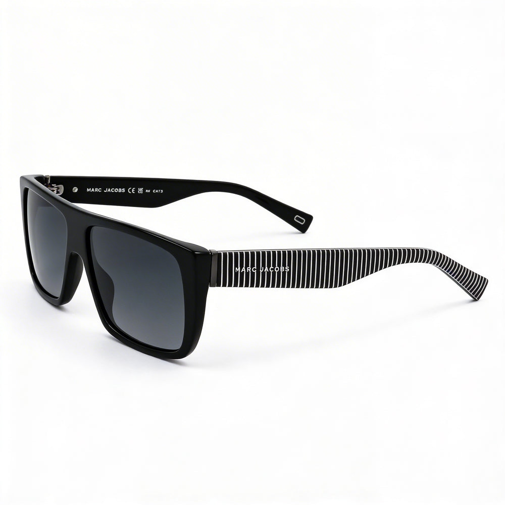 Gafas de sol Marc Jacobs Marc096/S para mujer, cuadradas, de plástico, no polarizadas, color negro, con lentes degradados en gris oscuro y protección UV 400, 57 mm