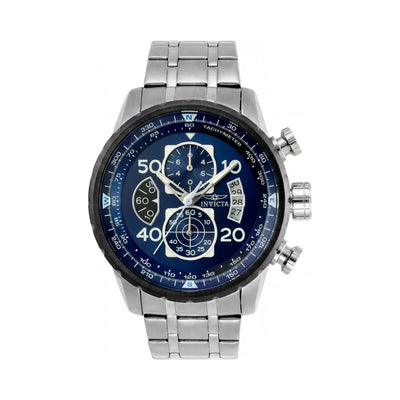 Invicta Men's Aviator 22970 Quartz Chronograph Stainless Steel Blue Dial 48mm Water Resistant Watch