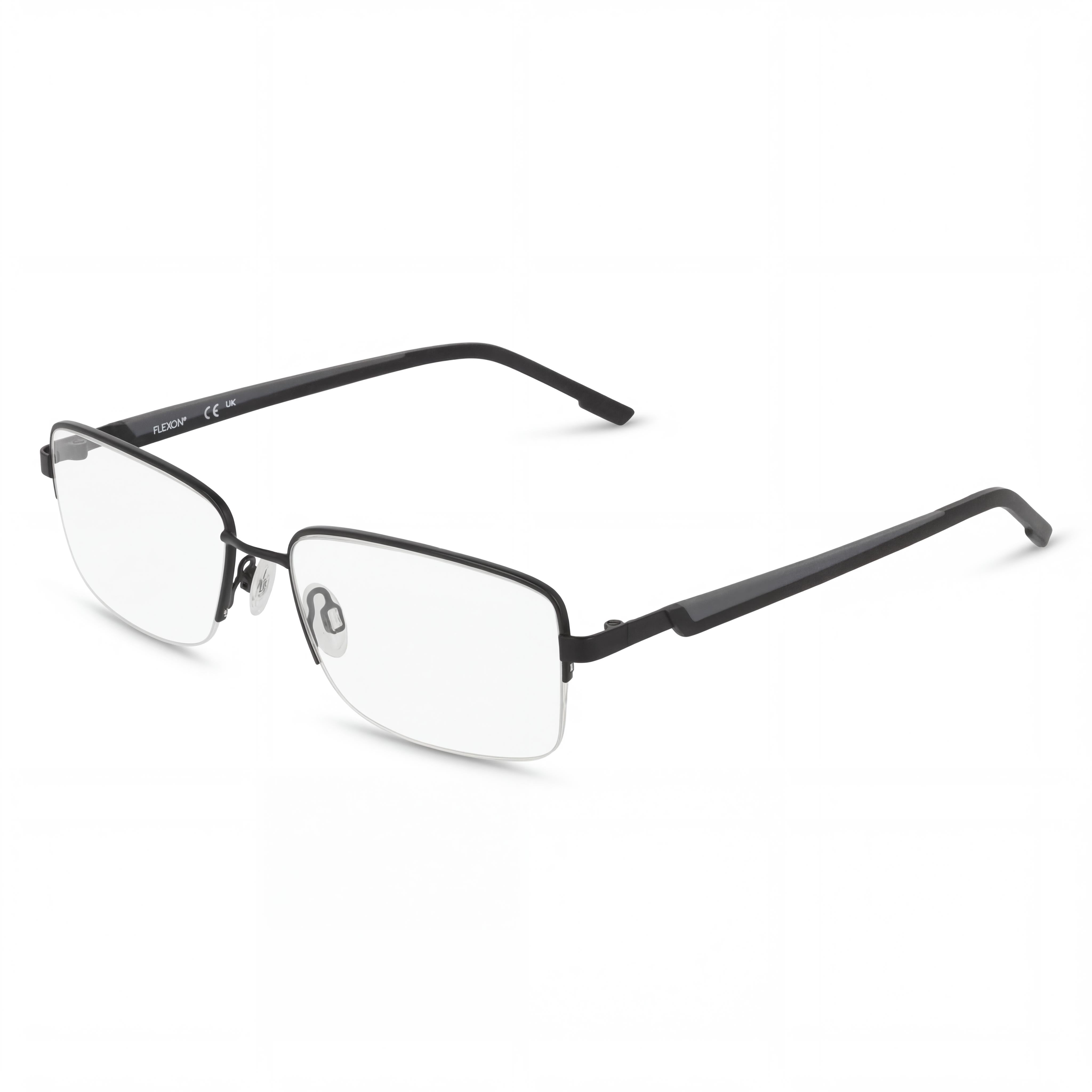 Flexon H6084 Women's Metal Optical Frames, Matte Black, Lens Width 57mm, Bridge Width 17mm, Photo 1