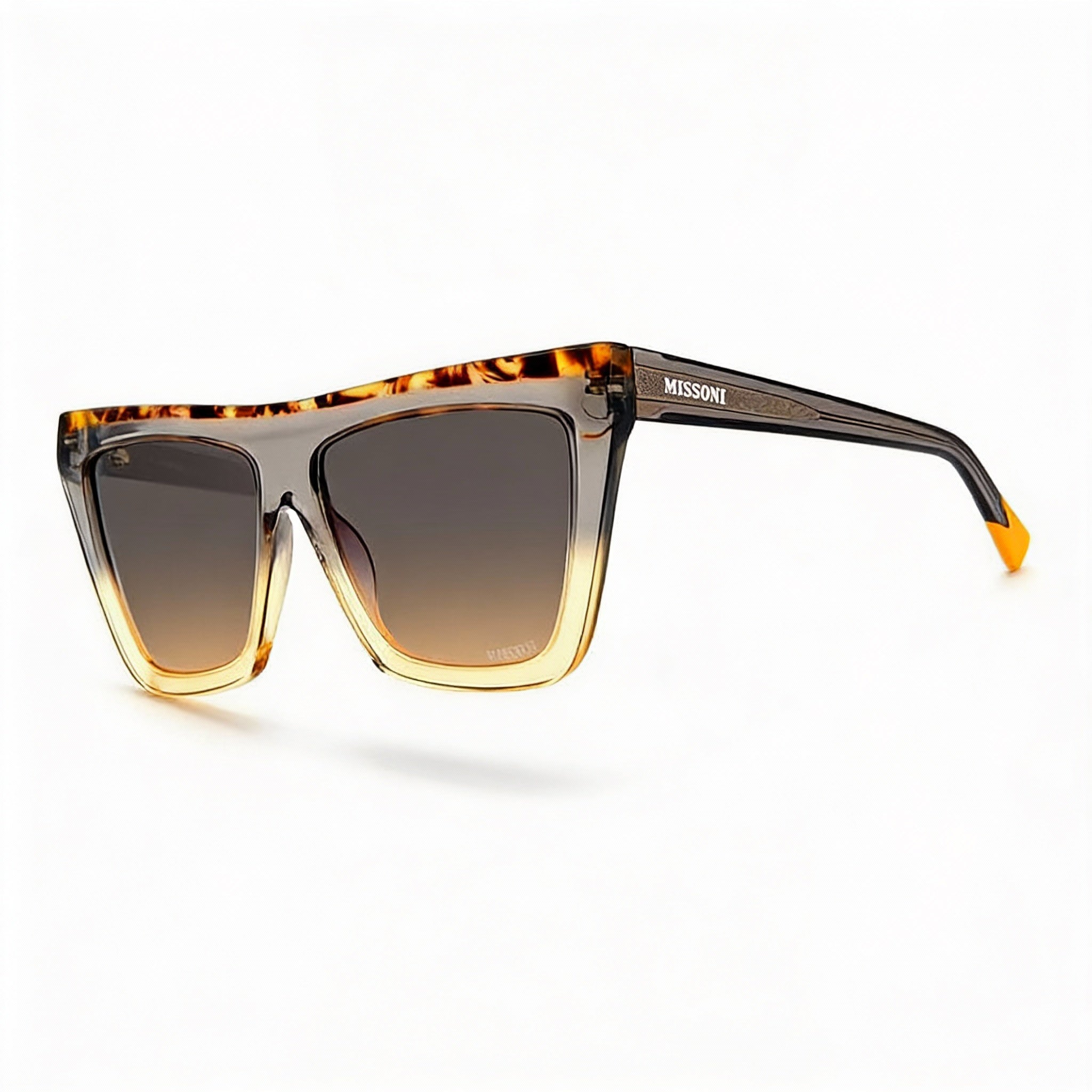Gafas de sol unisex clásicas Missoni de acetato no polarizadas, montura gris ocre marrón ocre, lentes marrón ocre, 59 mm, Photo 2