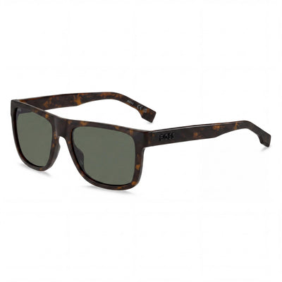 Gafas de Sol Hugo Boss Casual para Hombre, Montura de Celulosa Ecológica Negra, Lente Espejo, Protección UV, 43,5 mm