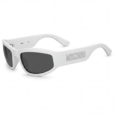 Gafas de sol Moschino informales para hombre, armazón de POLIAMIDA INYECTADA blanco mate con lentes grises 60 mm