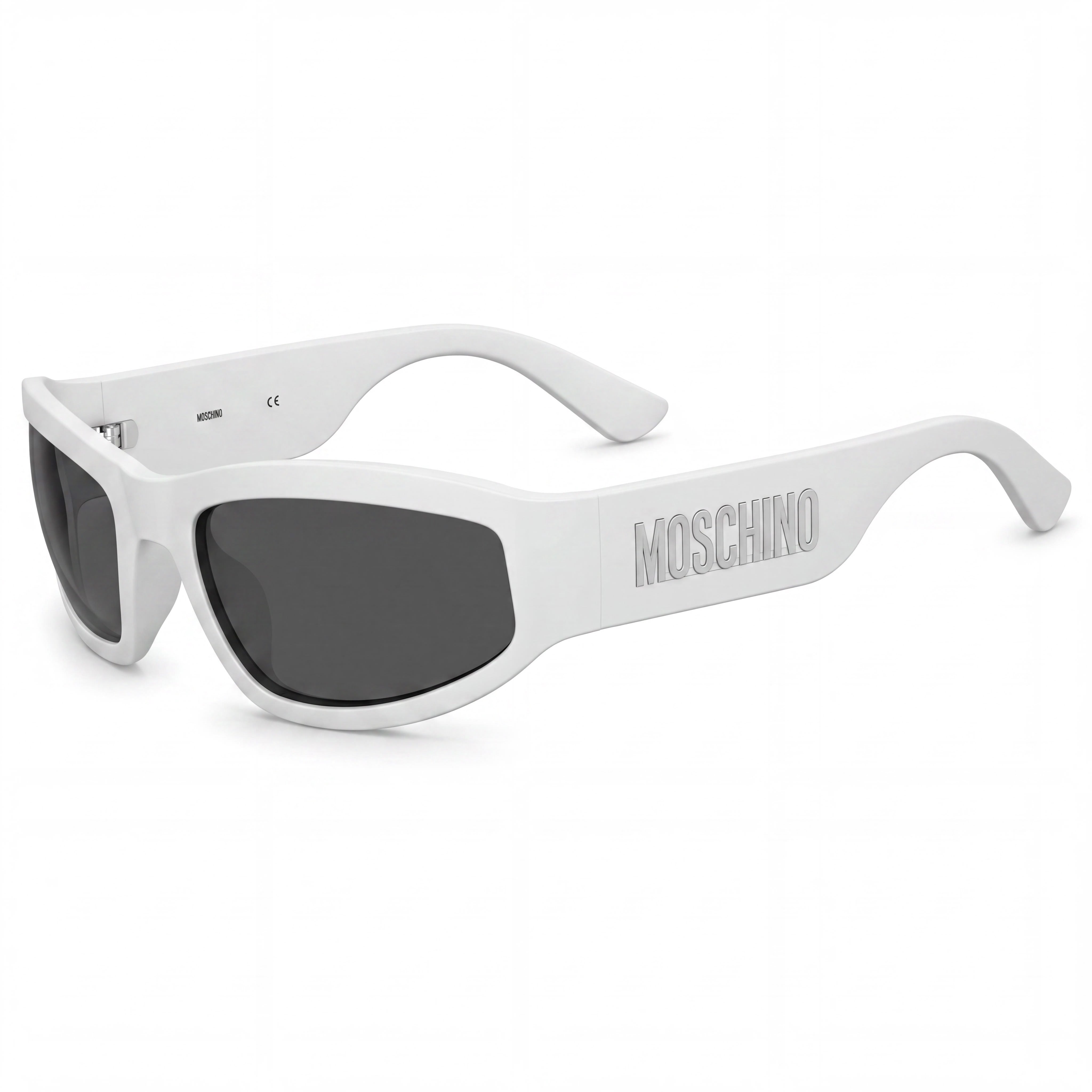 Gafas de sol Moschino informales para hombre, armazón de POLIAMIDA INYECTADA blanco mate con lentes grises 60 mm, Photo 1
