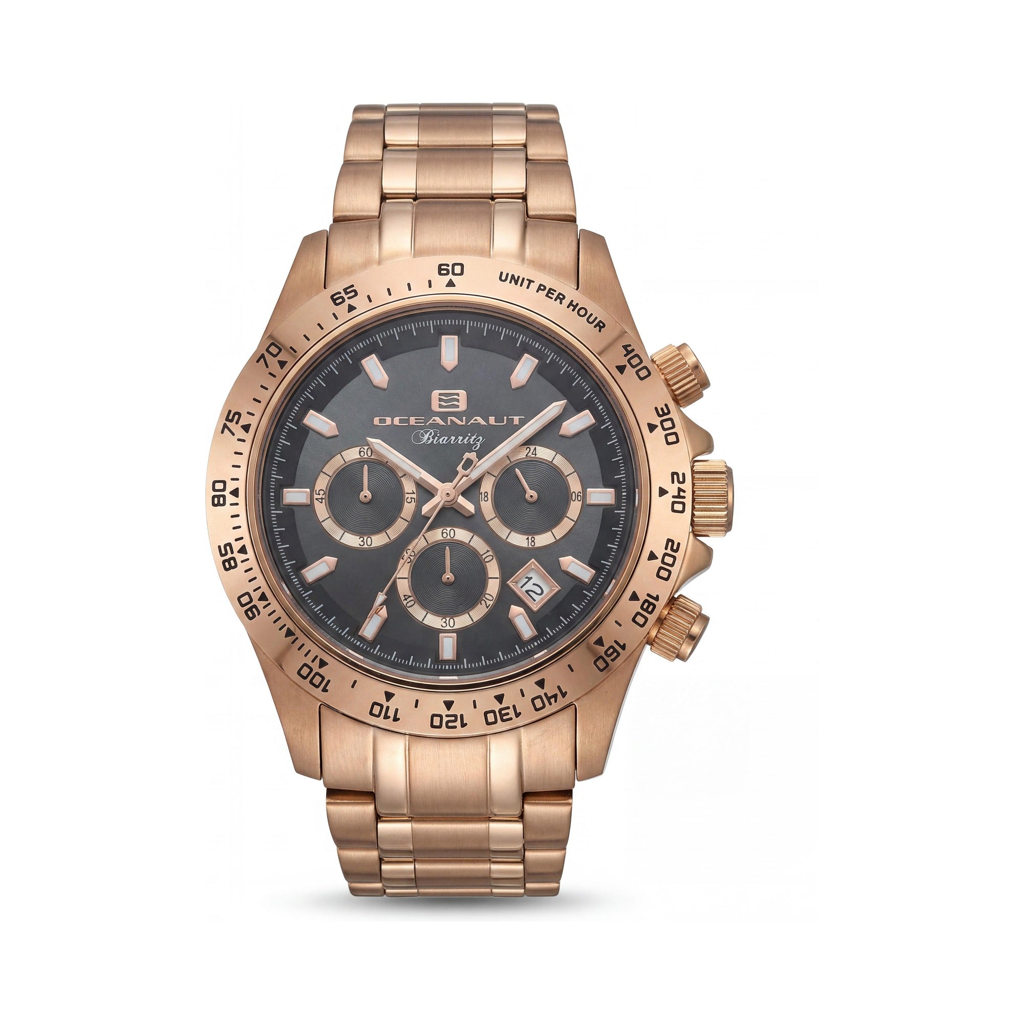 Oceanaut OC6119 Biarritz Men's Chronograph Water Resistant Analog-Quartz Watch with Rose Gold Black Finish, 44mm, Photo 1