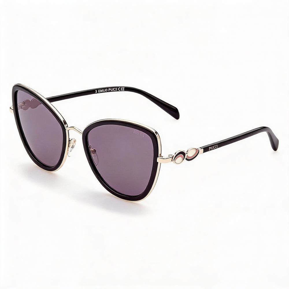 Emilio Pucci Modern Eyewear Crafted with a Metal Frame and Polycarbonate Lenses for Unisex Wearers, Featuring a 57mm Lens Width