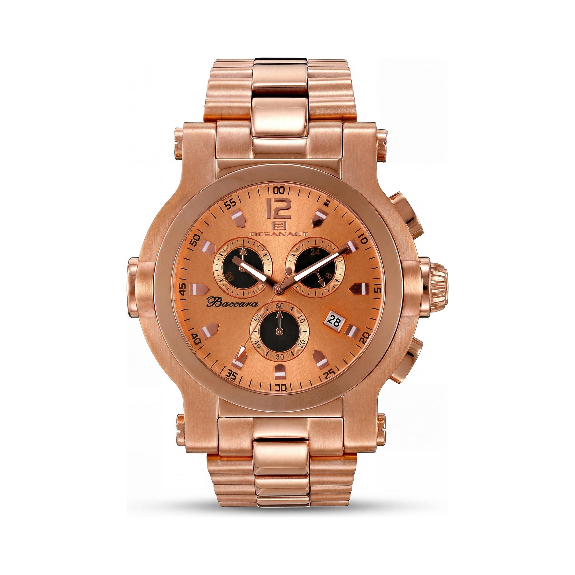 Oceanaut OC0825 Men's 50mm Chronograph Rose Gold Dial Stainless Steel Case & Bracelet Quartz Watch with Mineral Crystal, Water Resistant 50M, Photo 1