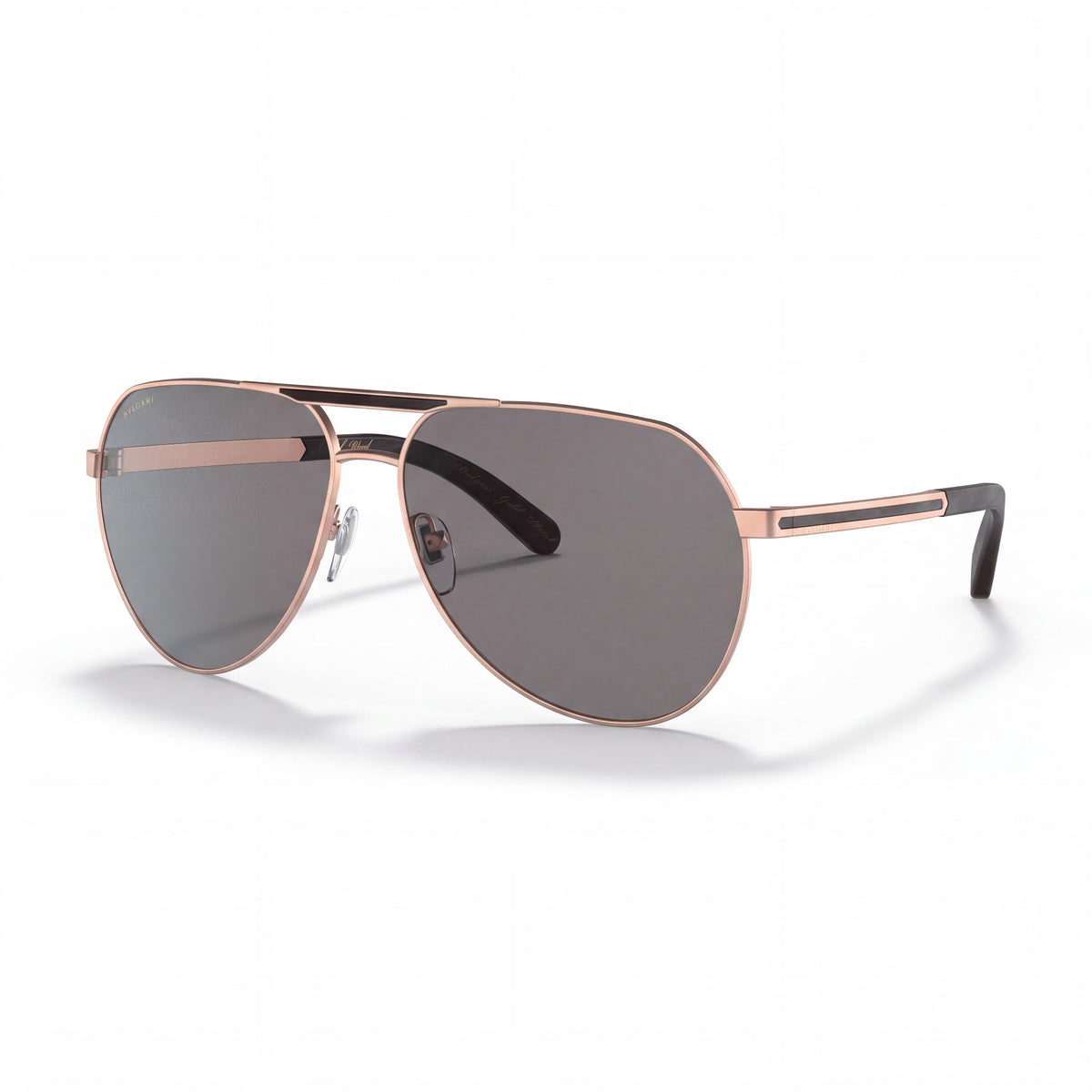 Bvlgari 200781 Gafas de sol polarizadas de aviador para hombre de metal plateado mate / Gris oscuro 62mm, Photo 1