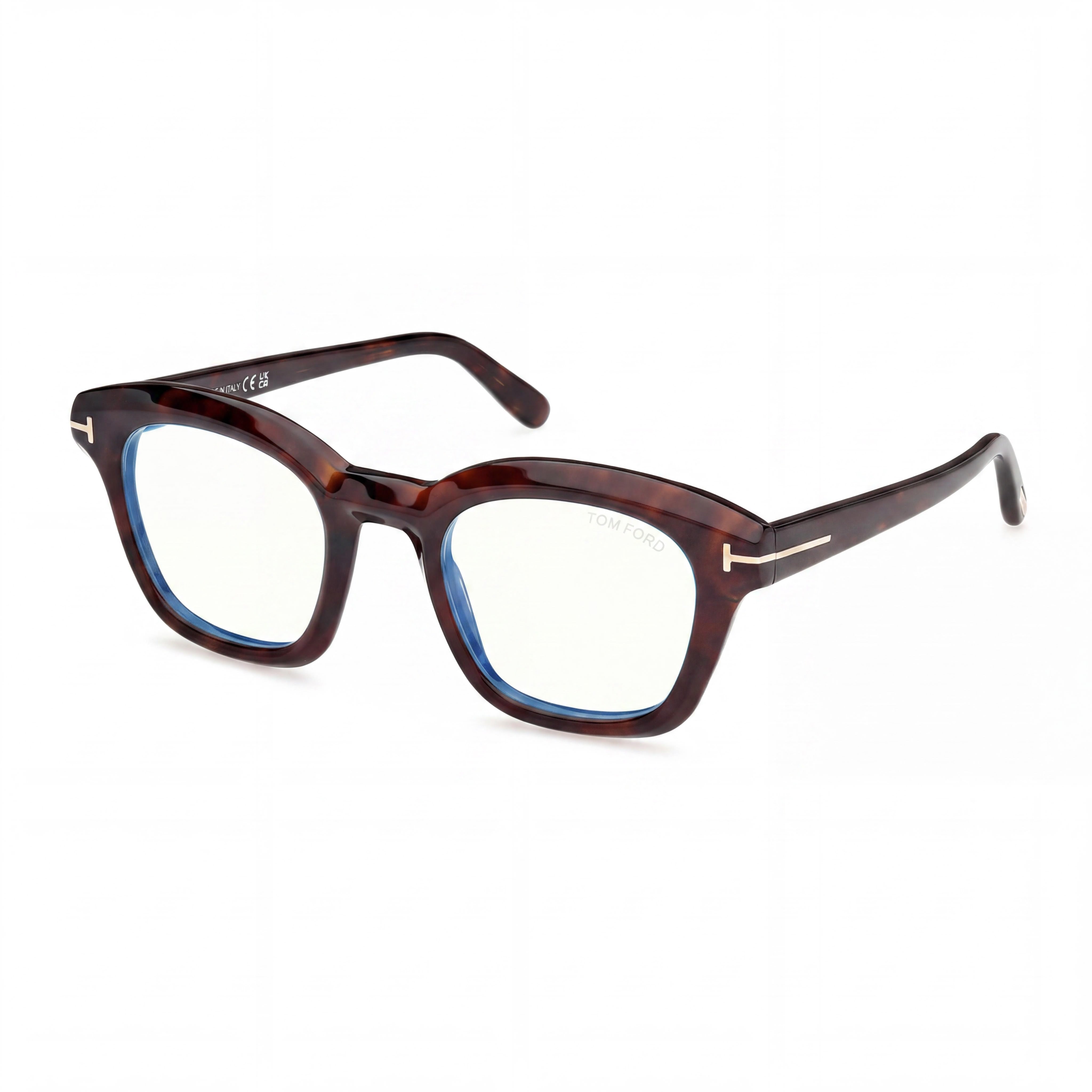Tom Ford FT5961-B Unisex Dark Havana Optical Frames with Polycarbonate Lenses, Size 49mm Lens Width, Photo 1