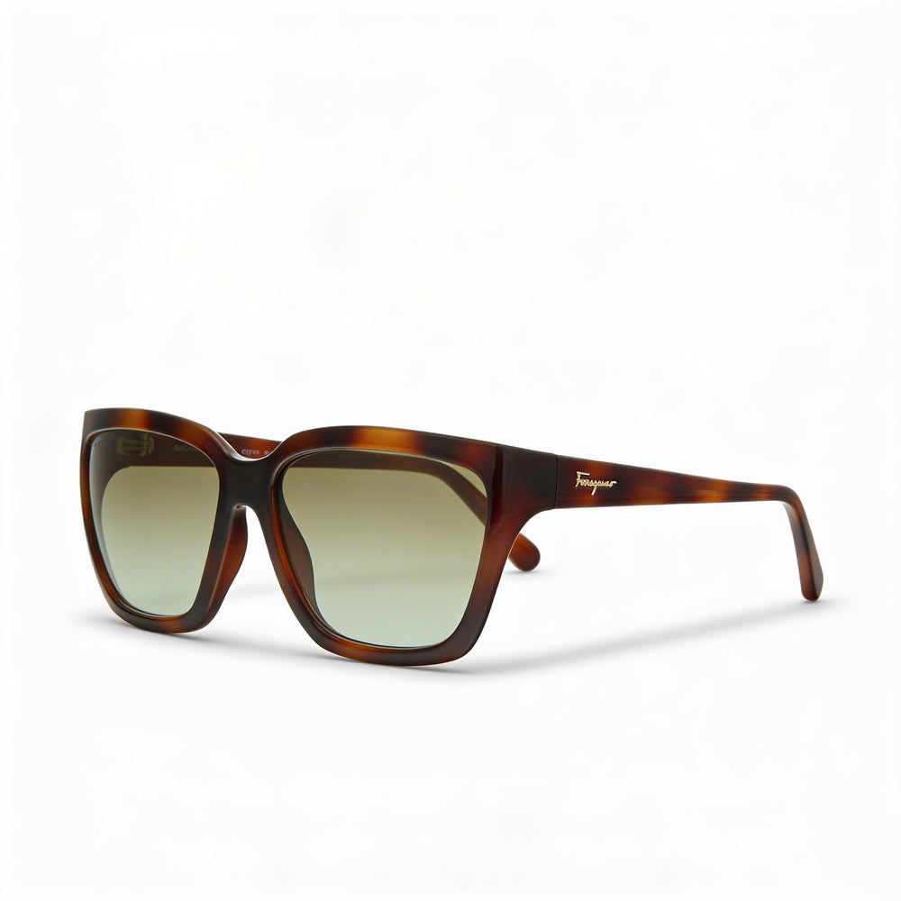 Ferragamo Sf1018s 214 Women's Tortoiseshell Plastic Frame Dark Green Lens 59mm Sunglasses with UV Protection
