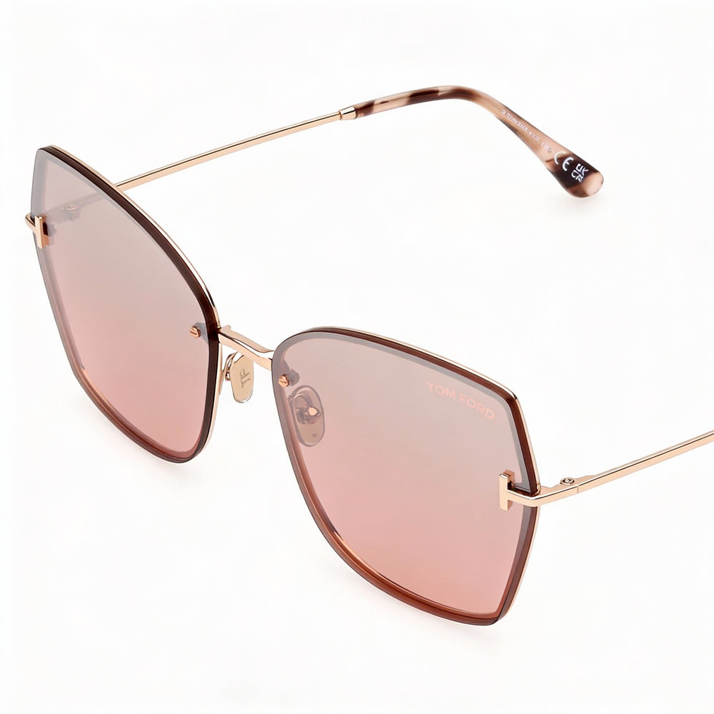 Gafas de sol Tom Ford Classic para mujer en color oro rosa burdeos con protección UV