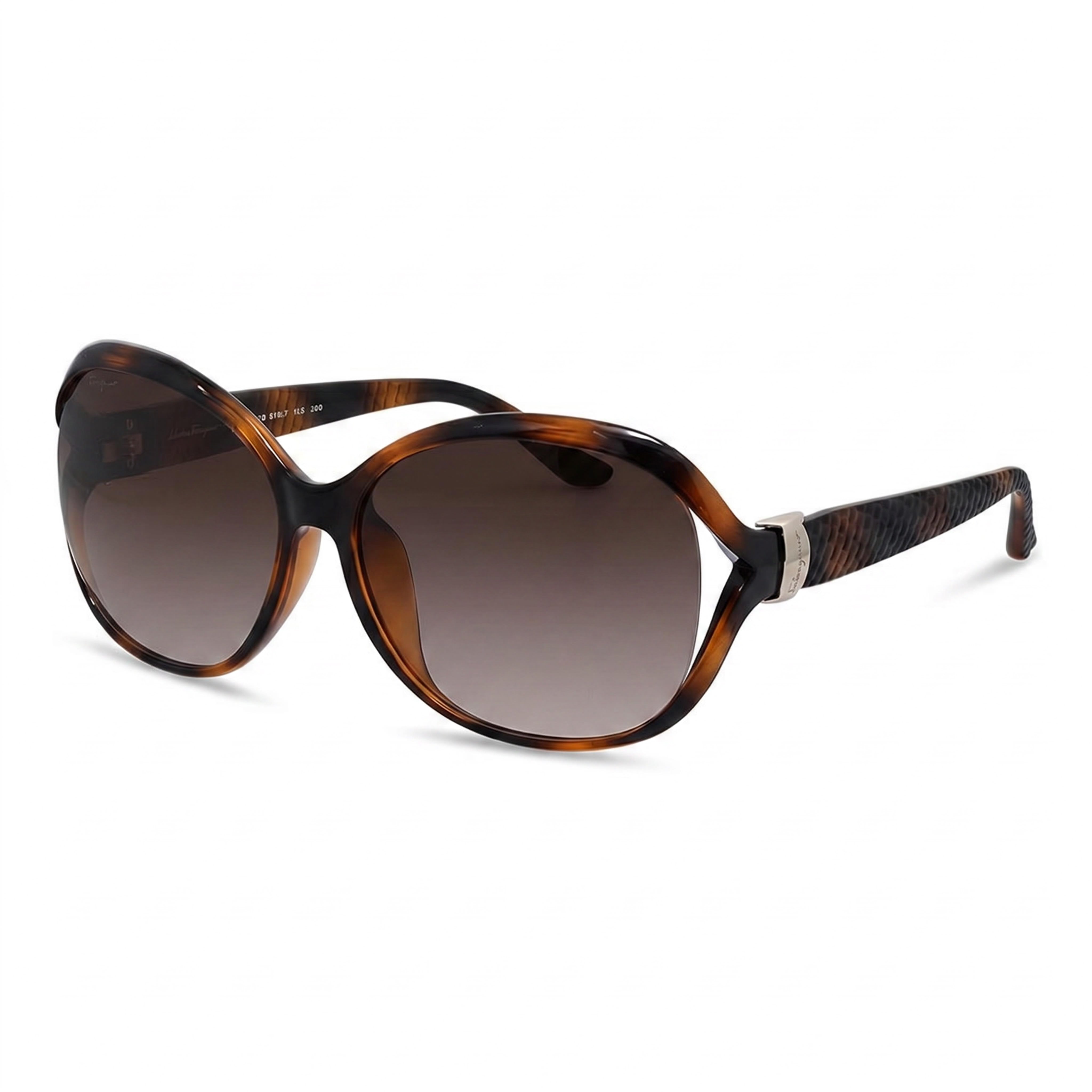 Gafas de sol Ferragamo Classic para mujer con montura de plástico de carey, degradado marrón, protección 100% UV, 61mm, Photo 1