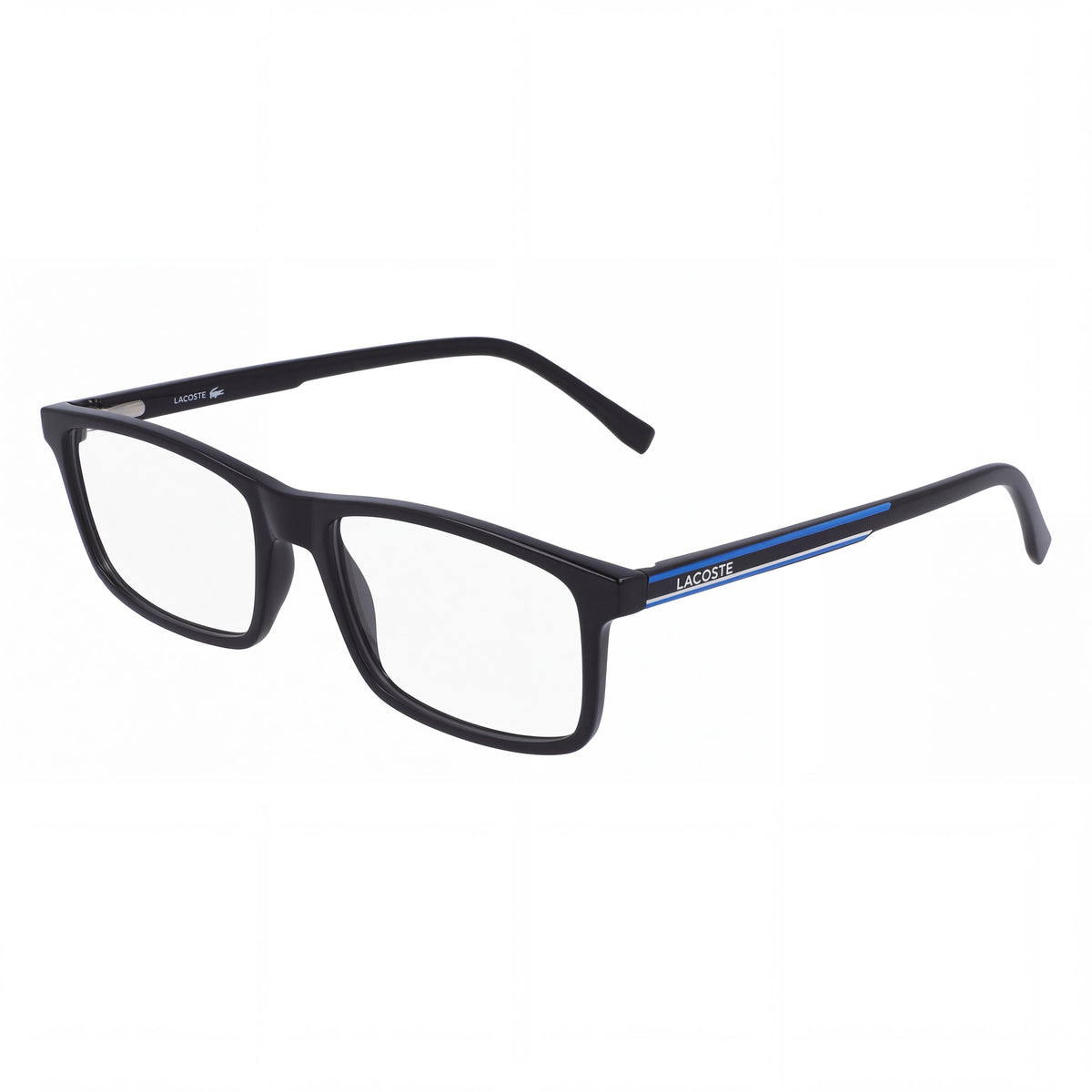 Gafas oftálmicas casual unisex Lacoste con montura negra, lentes de plástico transparentes y un ancho de lente de 54 mm, Photo 1