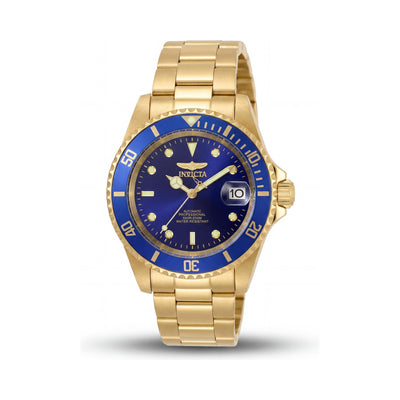 Invicta Pro Diver Automatic Men's Stainless Steel Gold-Tone Bracelet Watch, Blue Dial, 40mm, Glow In The Dark