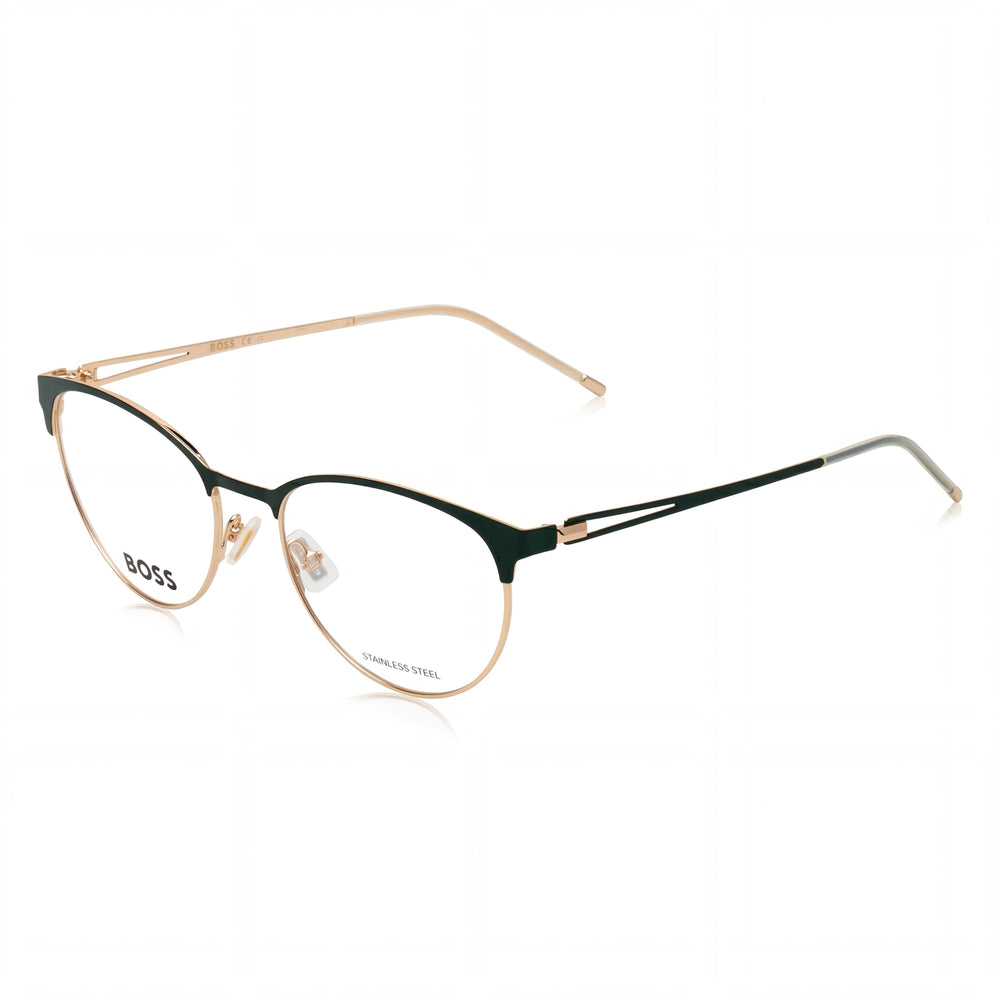 Gafas de sol unisex Hugo Boss de estilo moderno con montura de acero de aleación y lentes verde dorado, 52 mm