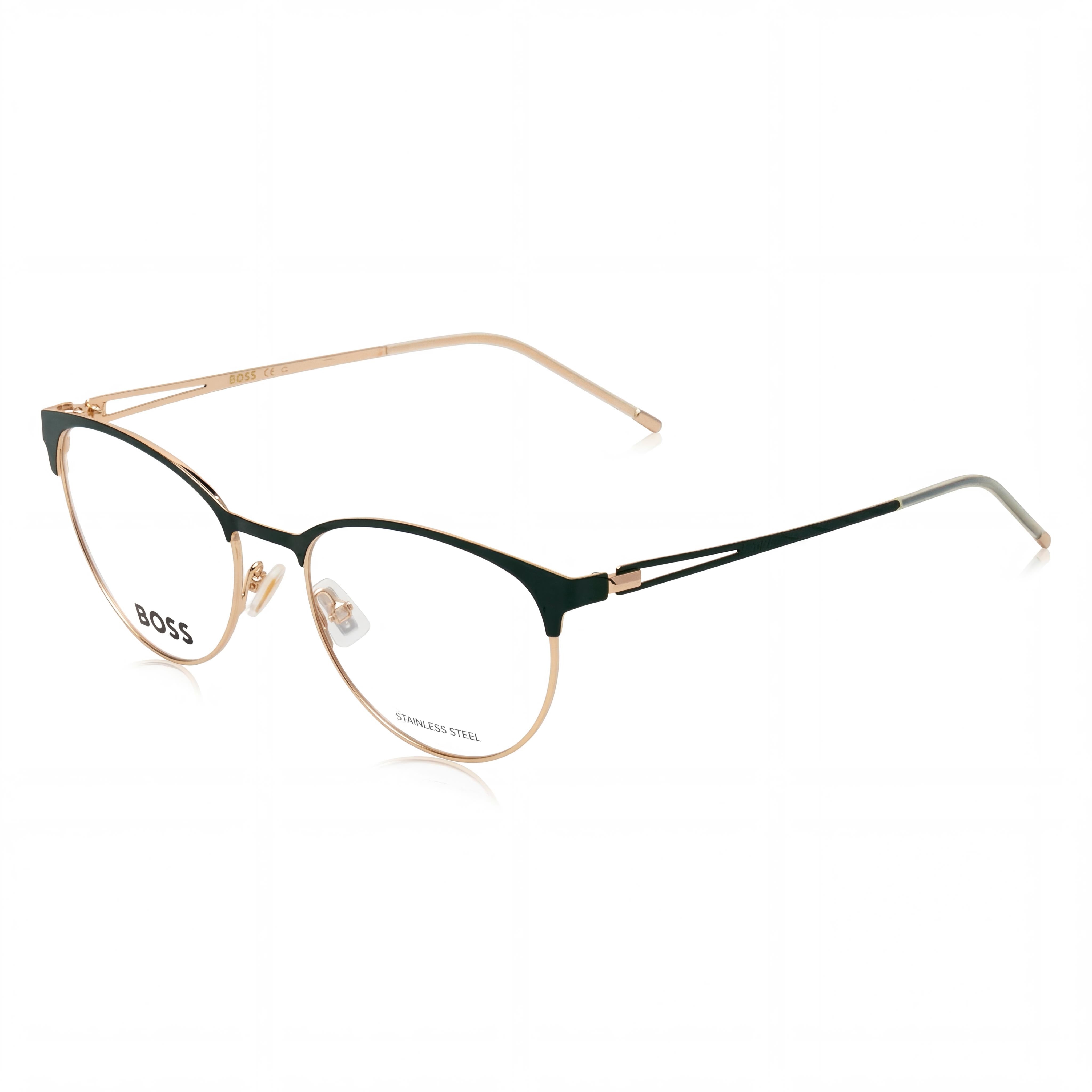 Gafas de sol unisex Hugo Boss de estilo moderno con montura de acero de aleación y lentes verde dorado, 52 mm, Photo 1