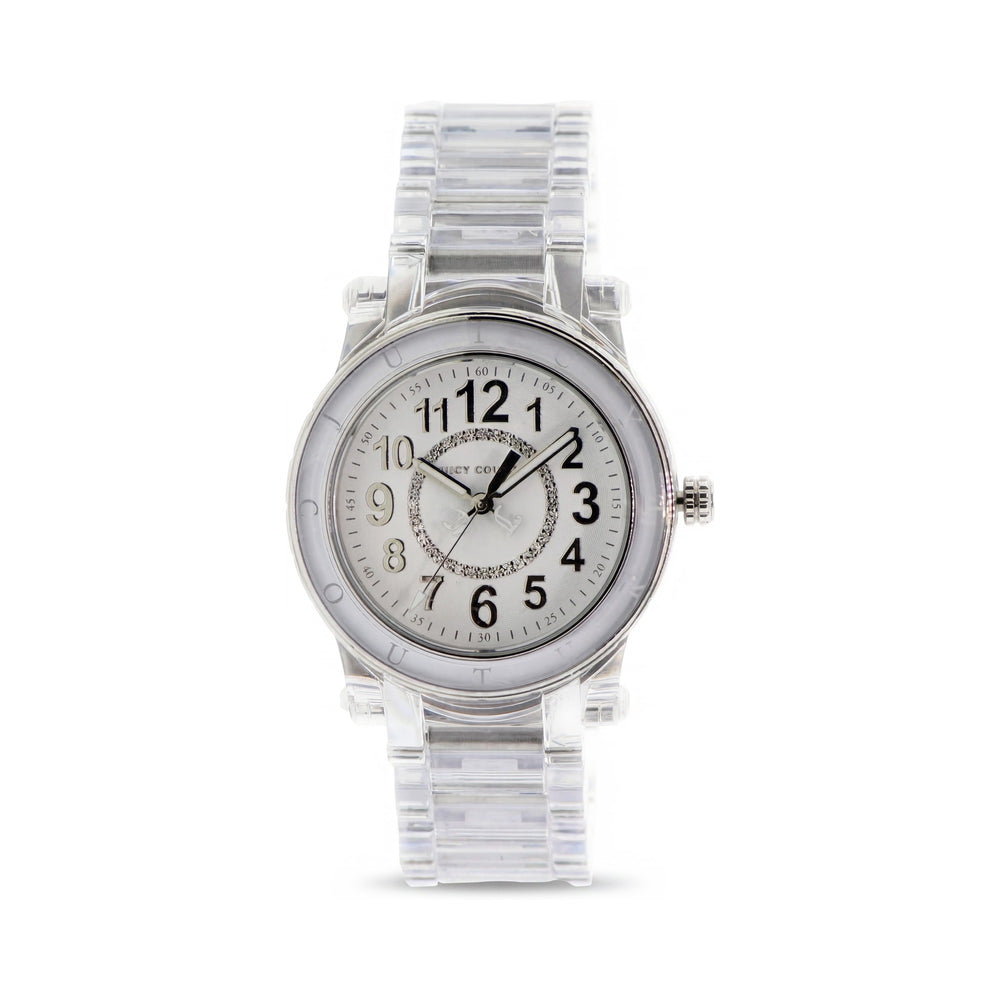 Reloj Juicy Couture 1900903 HRH para mujer, esfera blanca de plástico transparente, 38 mm