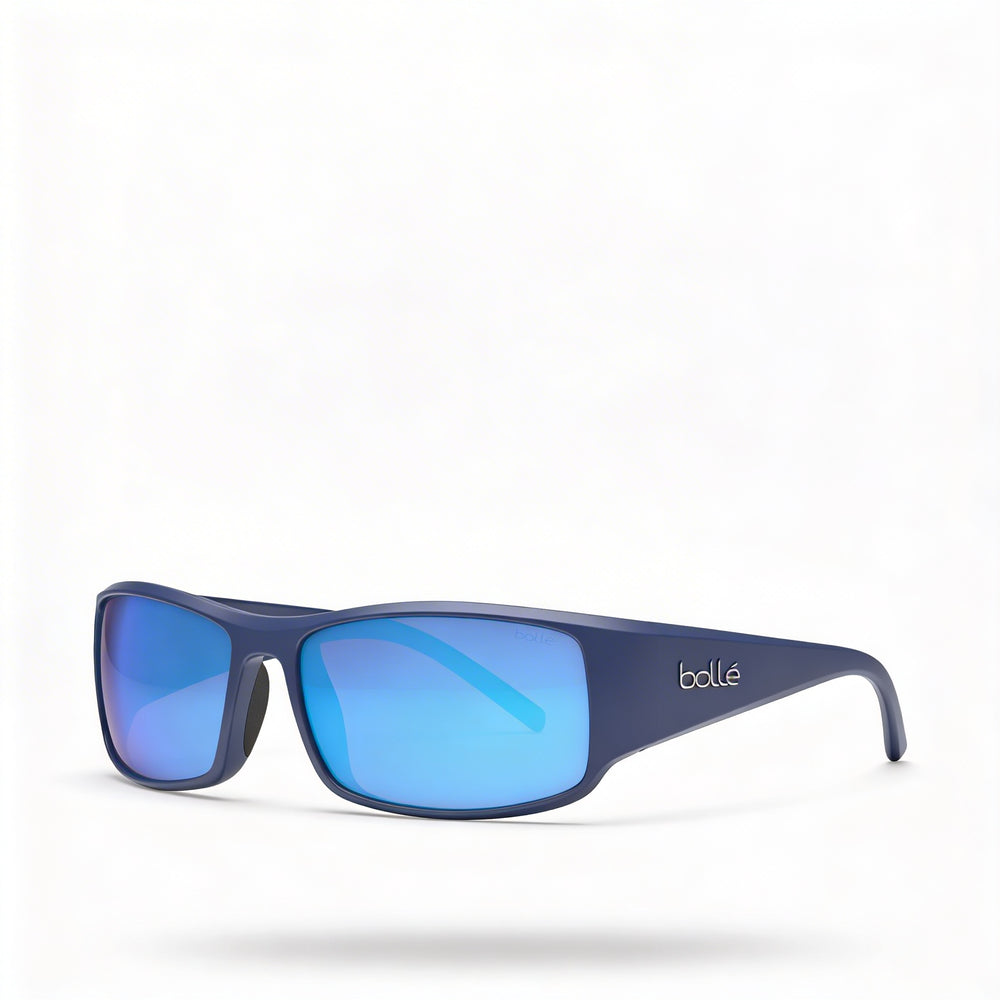 bollé Casual Unisex Acetate Frame Sunglasses with UV Protection, Dark Blue Matte, Brown Blue Lens, 63mm