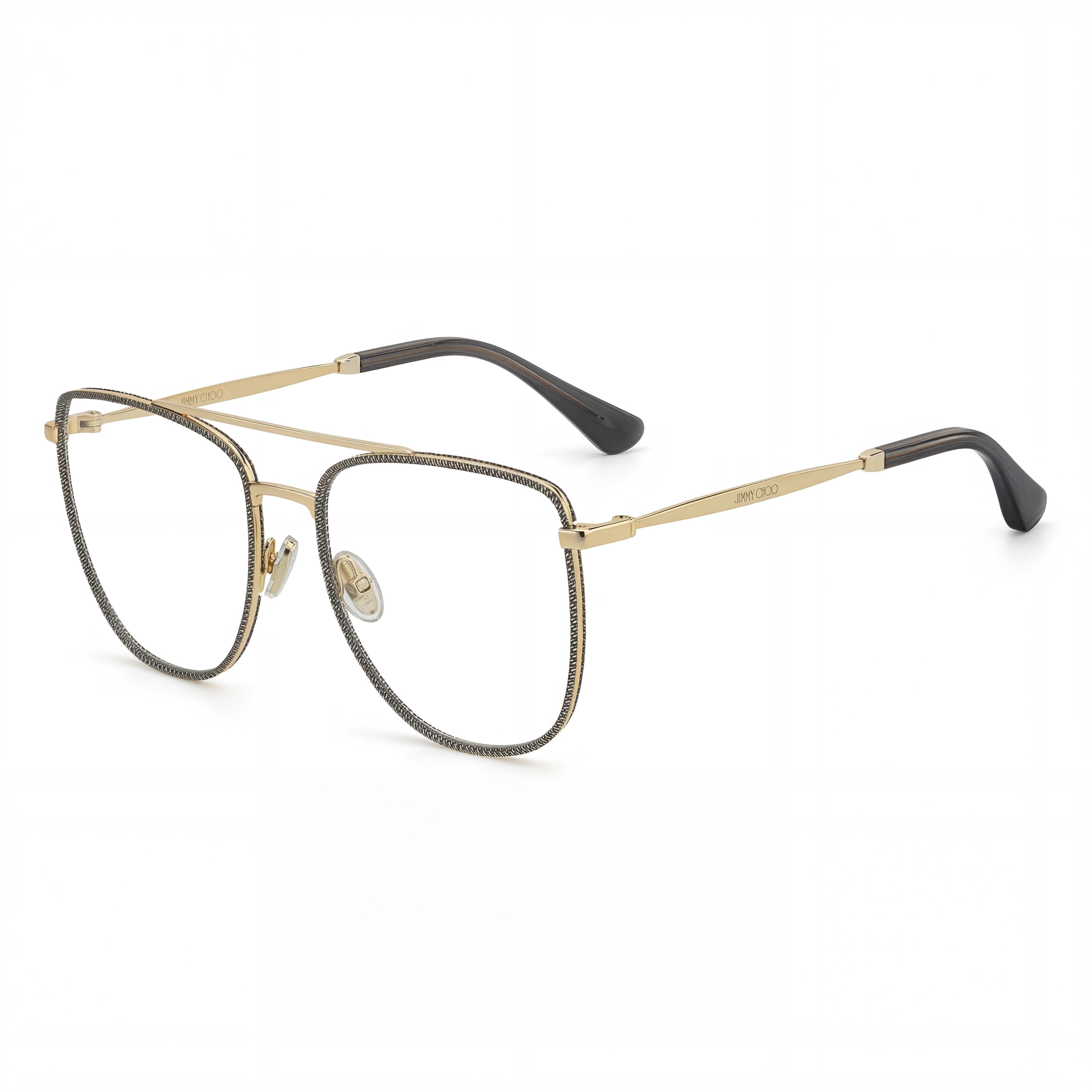 JIMMY CHOO Women's Graphic Vibes Square Rose Gold Glittery Metal Polycarbonate Sunglasses 53mm, Photo 1