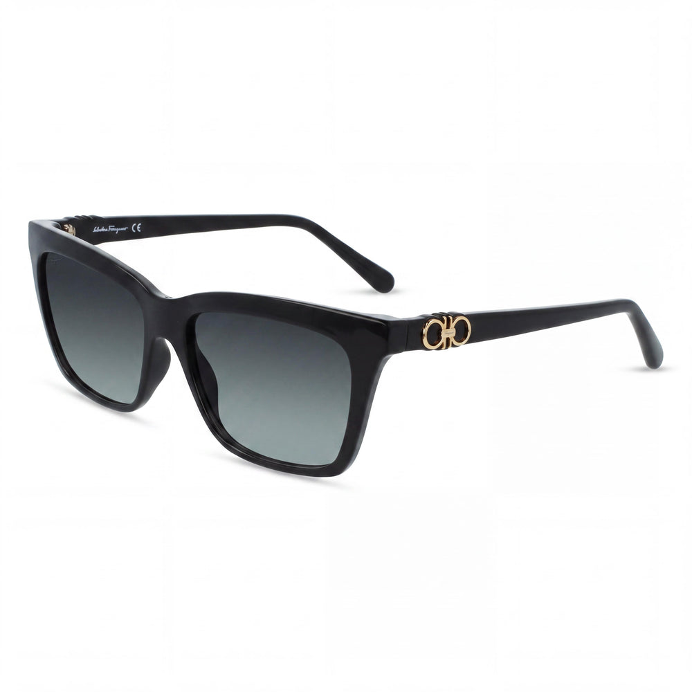 Salvatore Ferragamo SF1027S Unisex Plastic Square Black Grey Gradient Gradient Blue Lens 55mm UV Protected Sunglasses