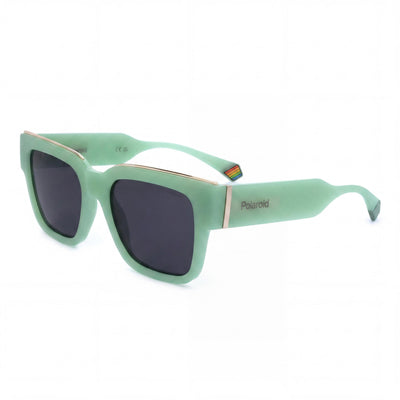 Polaroid Casual Unisex Green Polycarbonate Frame Grey Polycarbonate Lens UV Protected Sunglasses 52-18-140