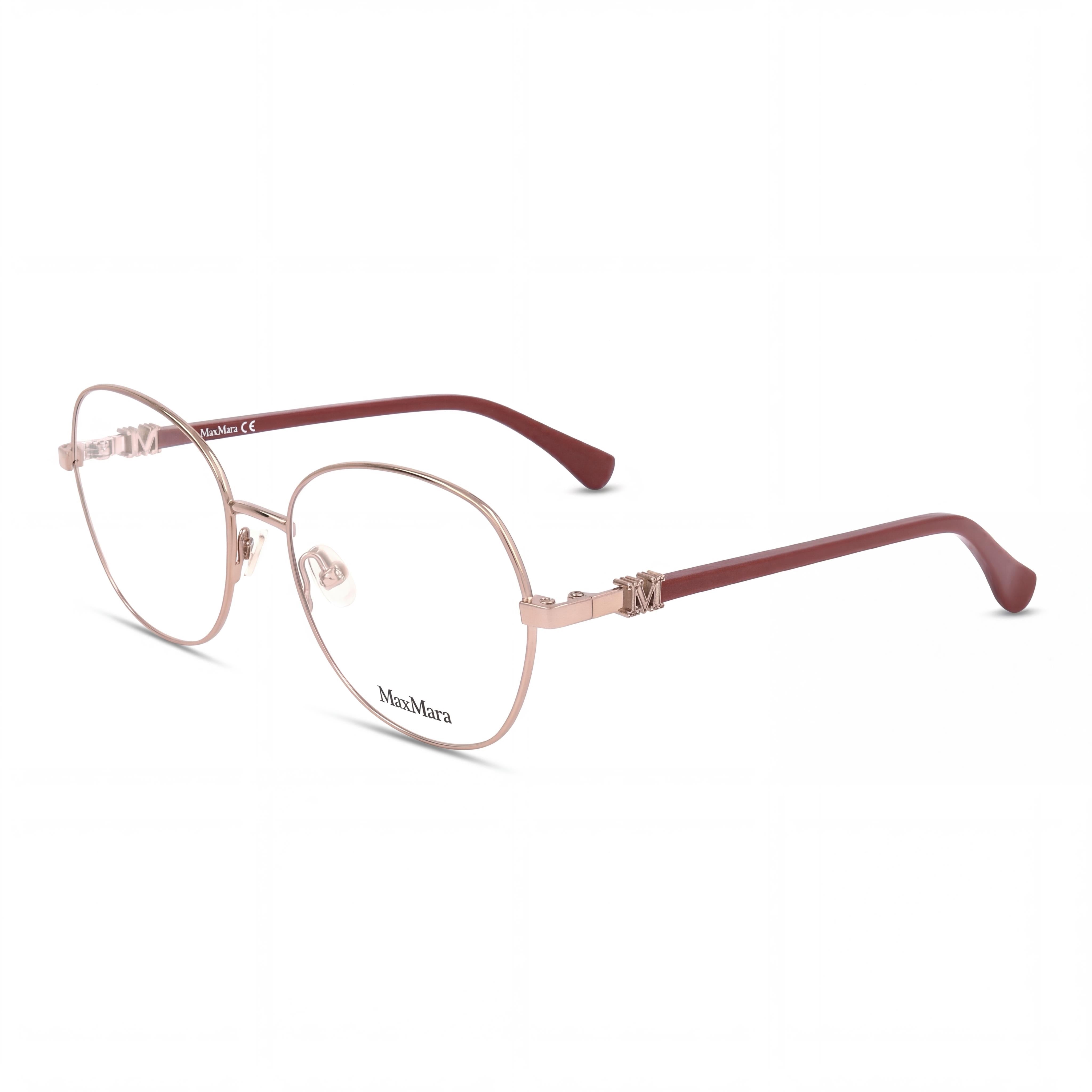 MaxMara Women's Modern Full Rim Shiny Bronze Brown Plastic Frame Eyewear with Transparent Lenses 54mm, Photo 1