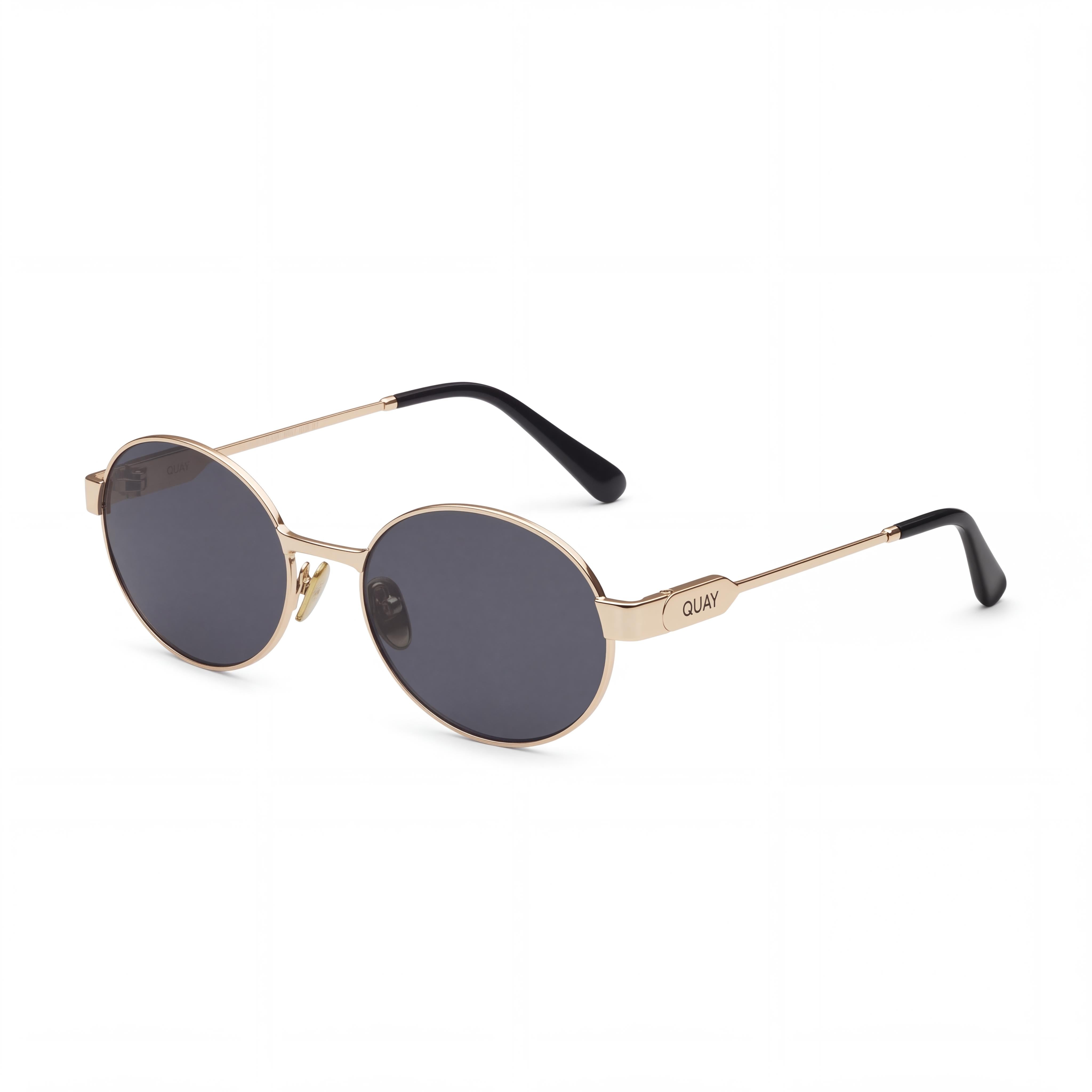 QUAY AUSTRALIA Gafas de sol de perfil alto para mujer, montura metálica dorada, lentes de policarbonato, sin polarizar, protección UV, 141mm, Photo 1