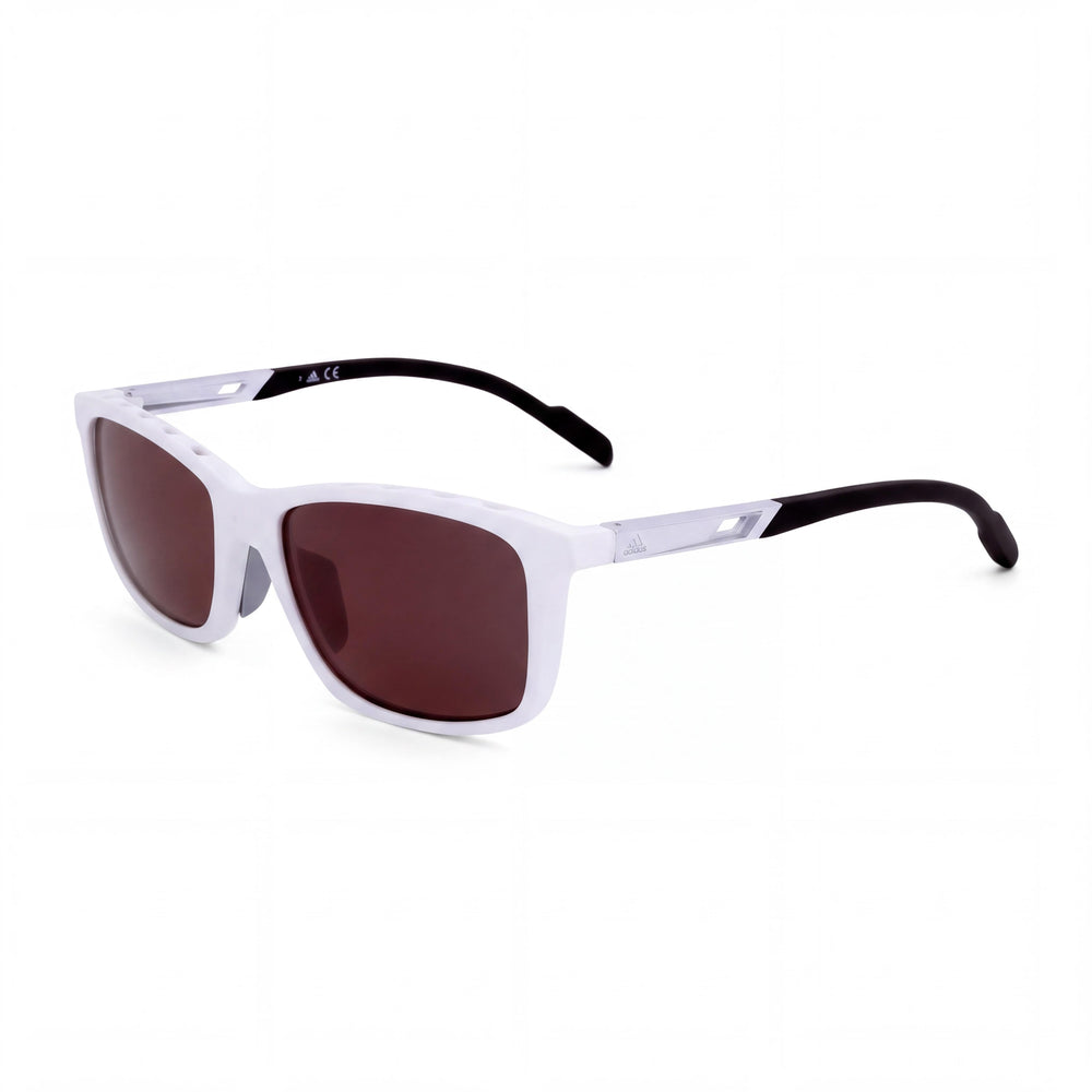 adidas SP0052 Men's Sunglasses with White Injected Frame, Roviex Mirror Non-Polarized Lenses, 56mm Lens Width