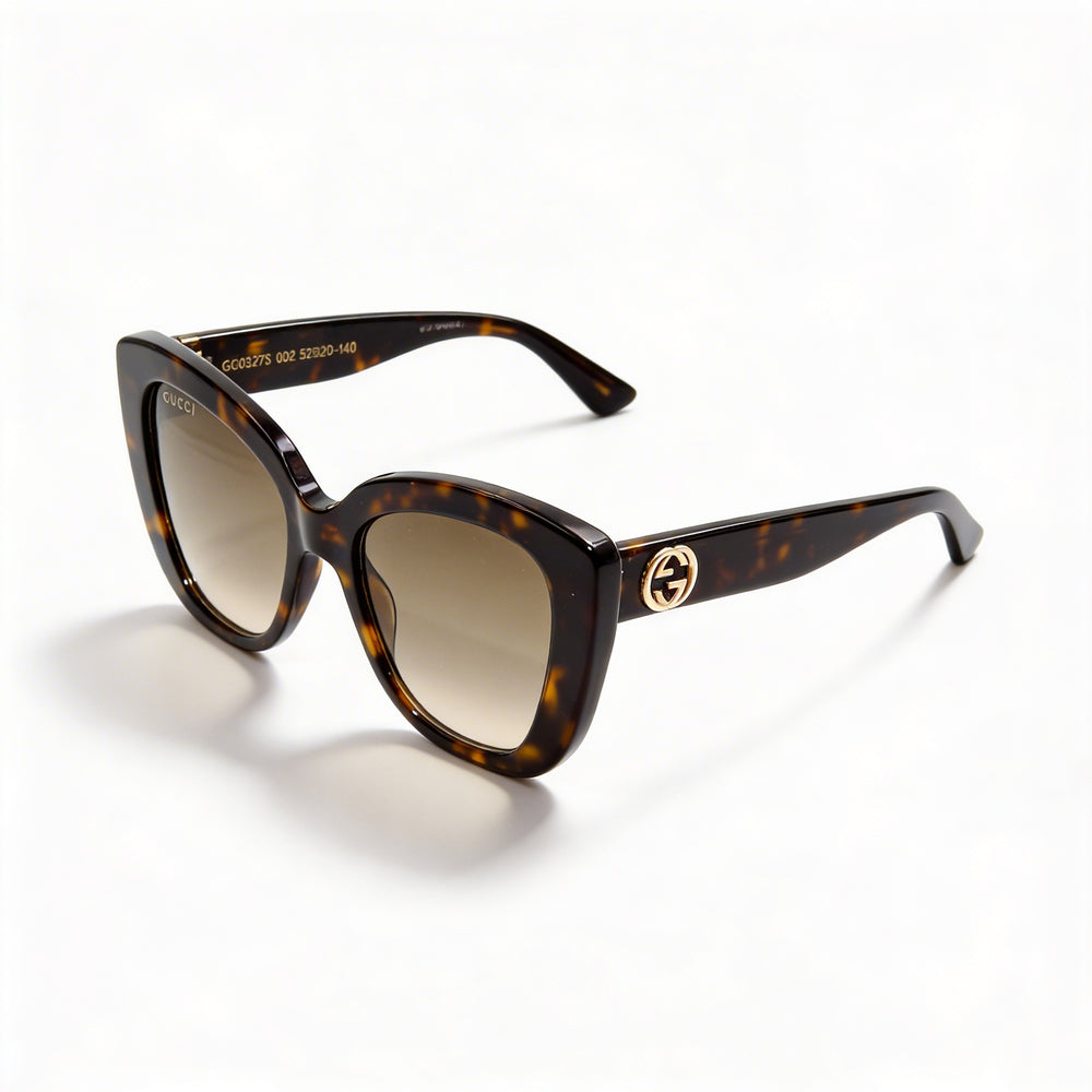 Gucci GG0327S-002-52 Women's Havana Brown Plastic Frame Gradient UV Protected Sunglasses 52mm