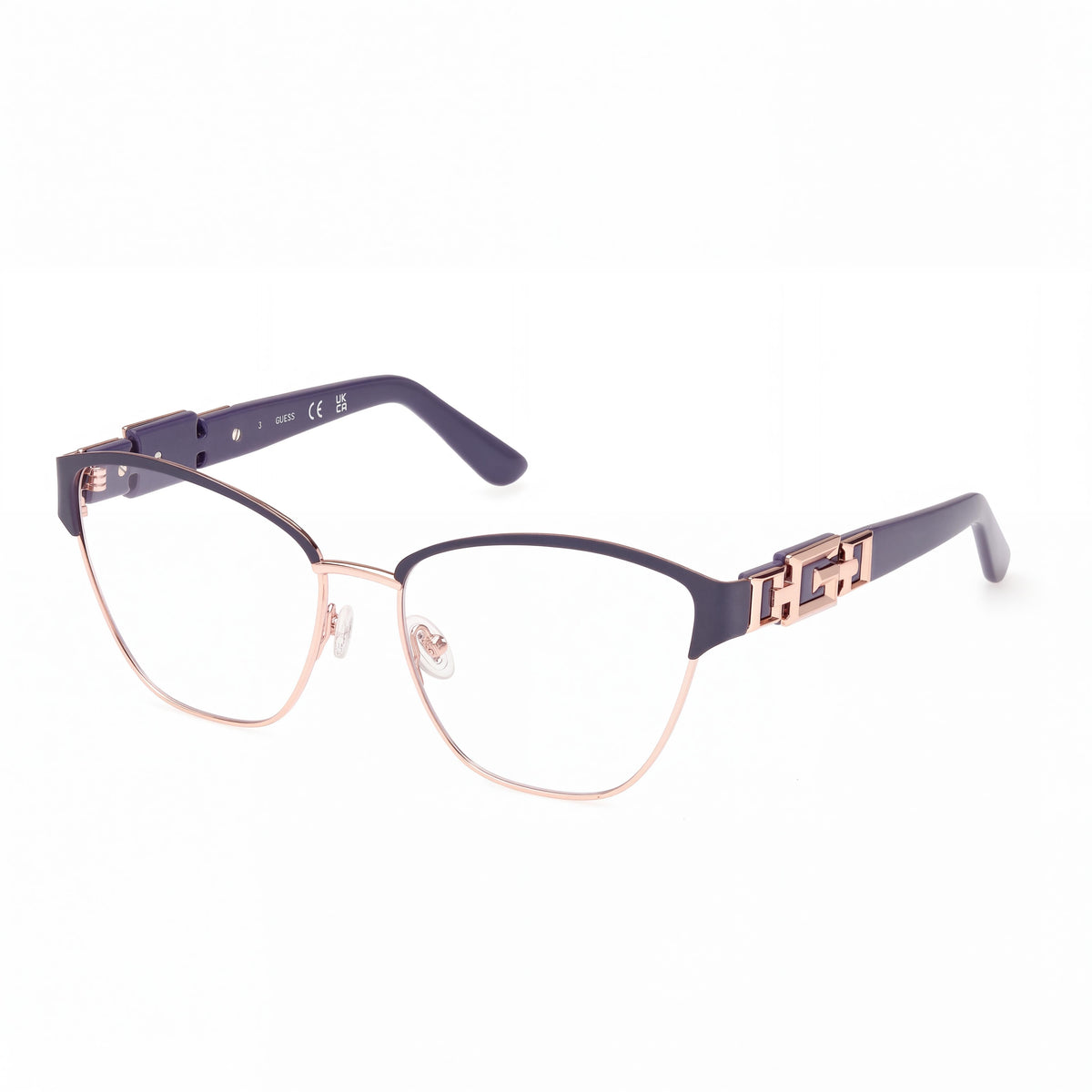 Gafas ópticas para mujer GUESS BROWLINE, montura multicolor, lentes transparentes, ancho de lente 140 mm, Photo 1