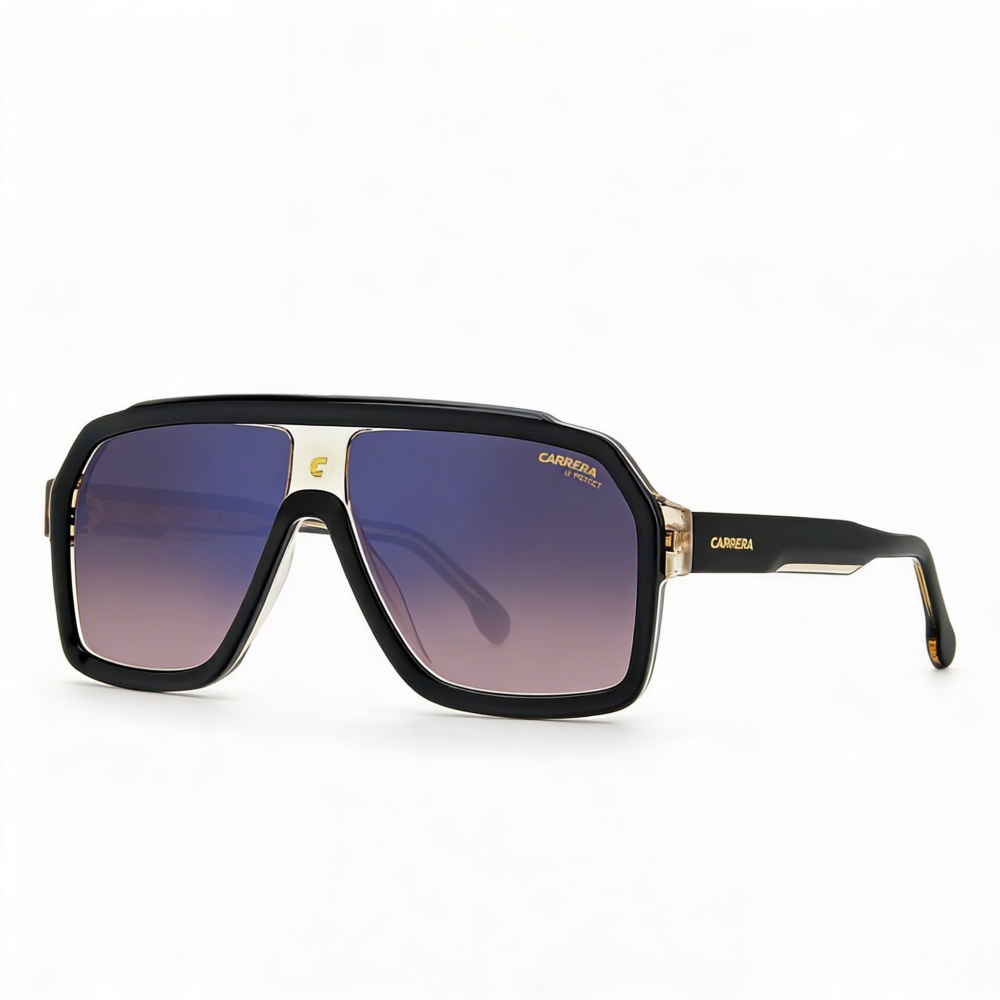 Carrera Classic Unisex Acetate Gradient UV Protection Sunglasses Black Beige Brown Shaded Blue Mirror 60mm, Photo 1