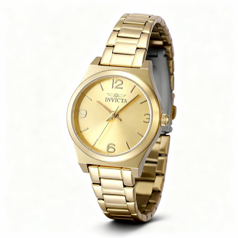 Reloj clásico unisex Invicta Angel Lady de acero inoxidable con bisel, números arábigos y manecillas de alto contraste, 30 mm.
