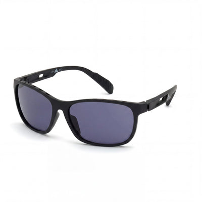Gafas de sol adidas contemporáneas para hombre con montura de plástico negro mate, lentes de policarbonato ahumado con protección UV de 62 mm