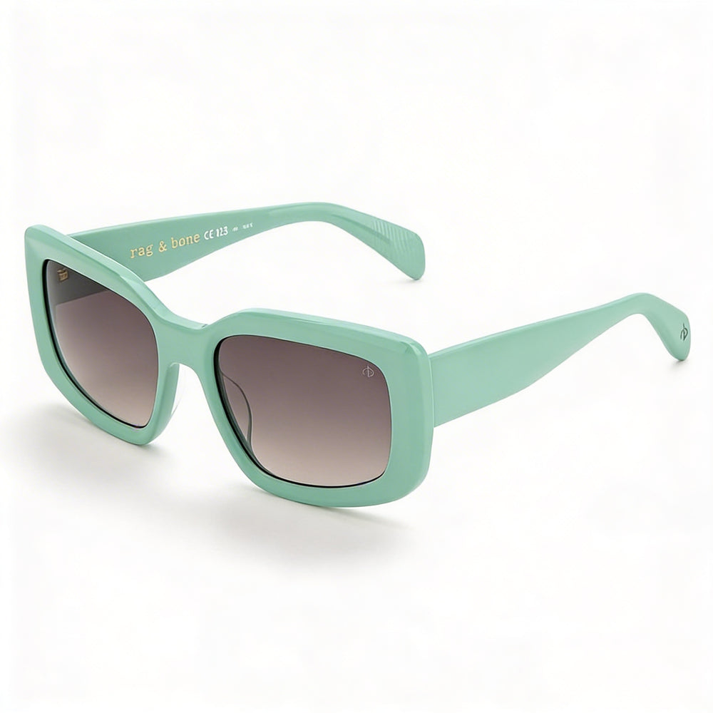 Rag & Bone Modern Women's Sunglasses: Green Acetate Frame, UV Protected Lenses, 54mm Lens Width