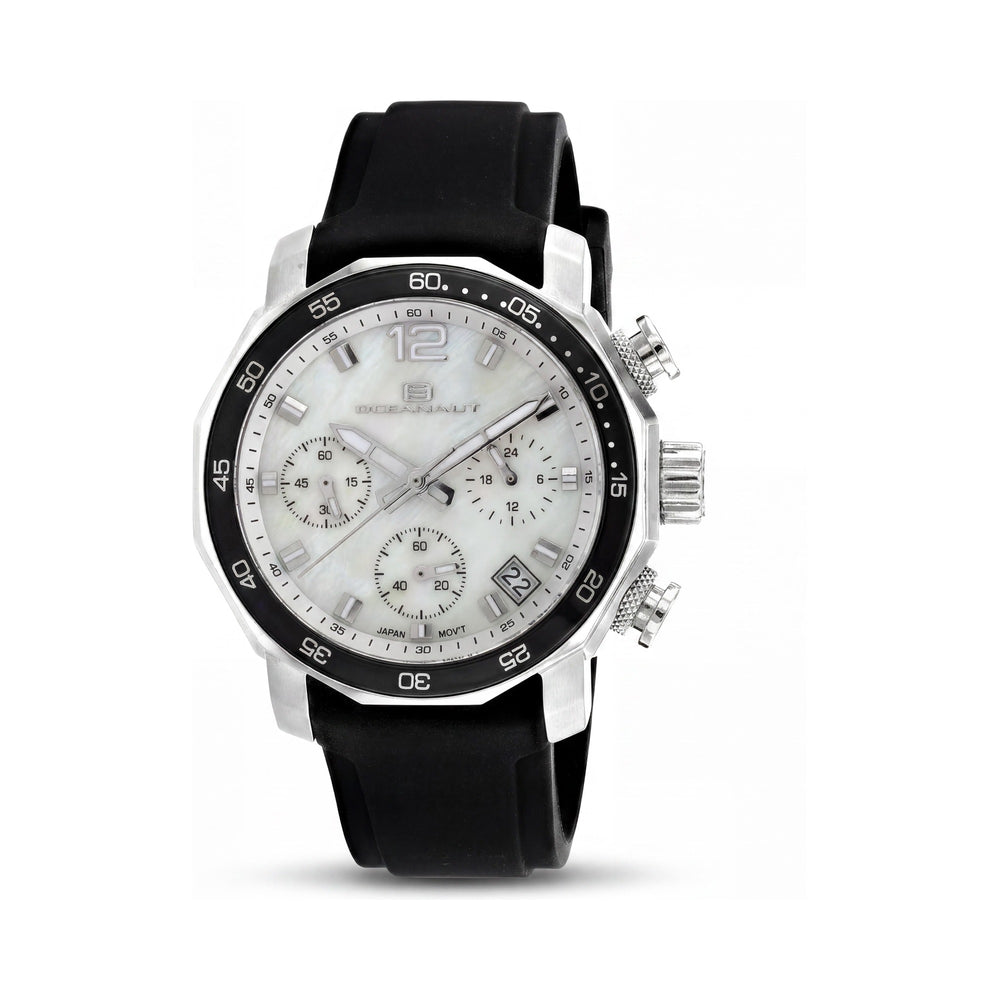 Oceanaut Quartz Movement Women's Off White Stainless Steel Rubber Strap Mother of Pearl Dial Water Resistant Watch