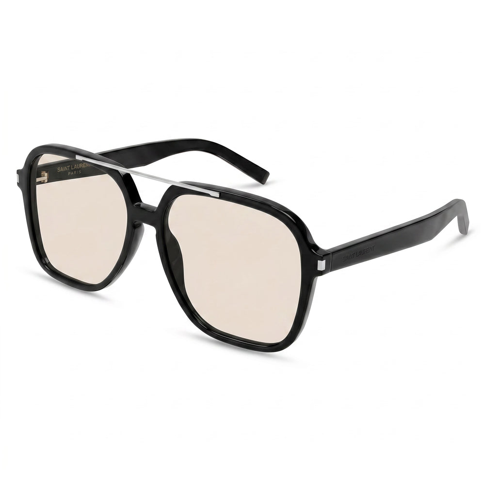 Saint Laurent Classic Unisex Black-Black-Yellow Acetate Sunglasses 58mm UV Protection Non-Polarized
