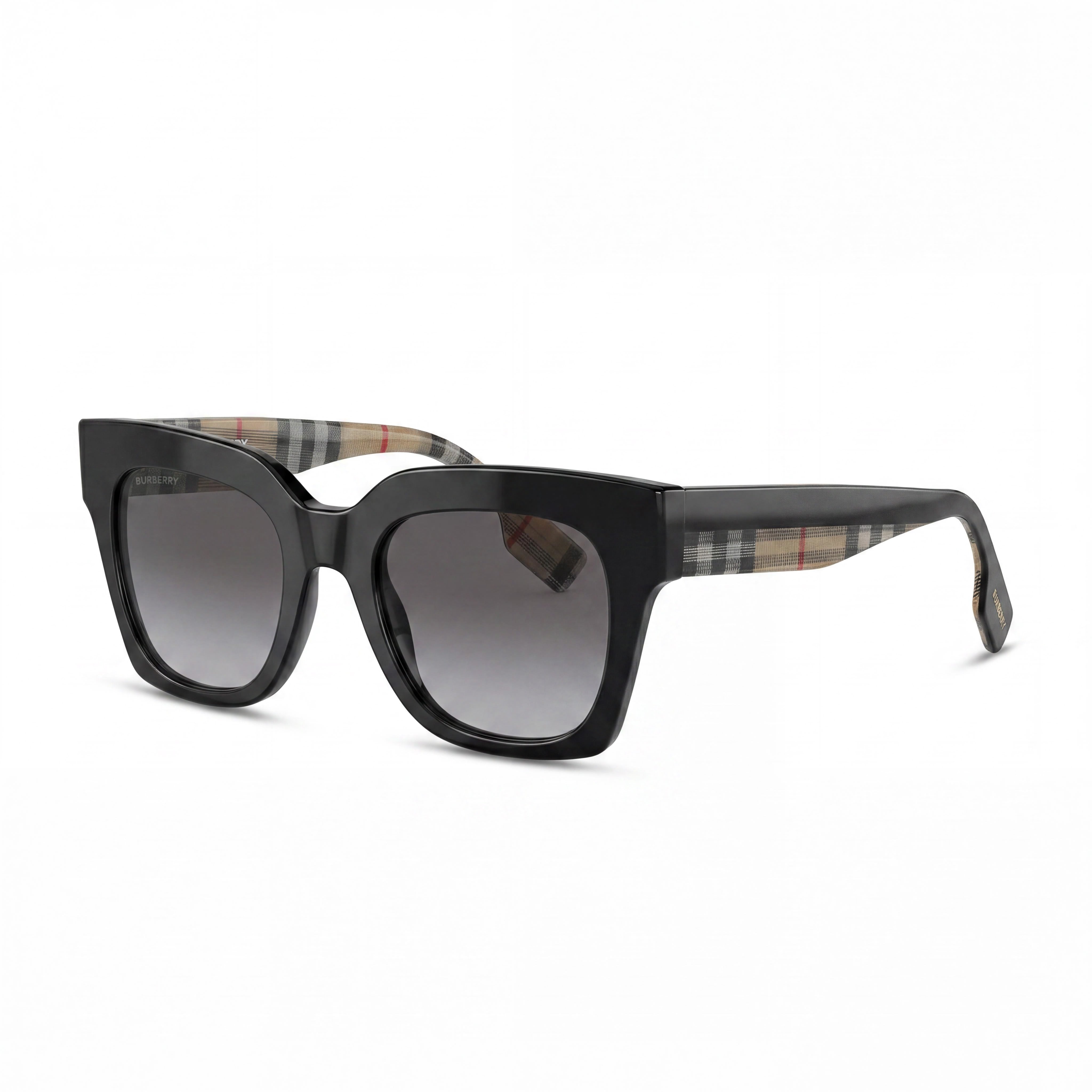 BURBERRY Women's Be4364 Kitty Black Cat-Eye Sunglasses, Black Gradient UV Protected 49mm Lenses, Photo 1