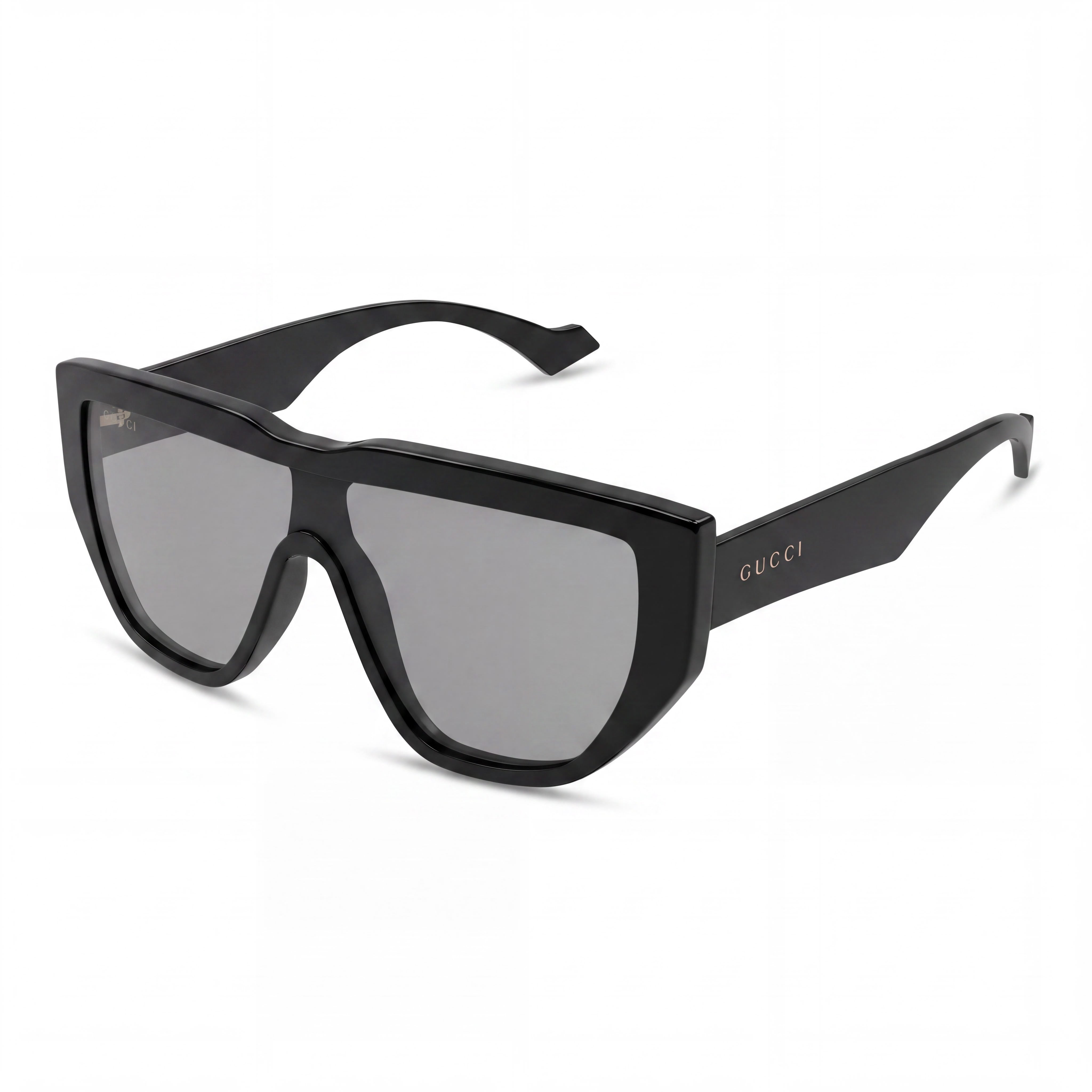 Gucci GG0997S-002 Men's Shiny Black Plastic Square UV Protected Non-Polarized Sunglasses with Black Grey Lenses, 99mm, Photo 1