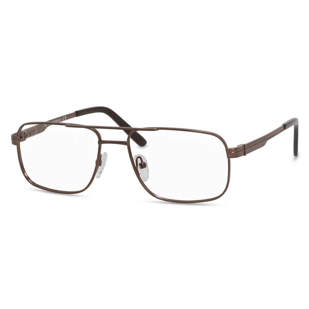 Gafas de lectura rectangulares transparentes de titanio marrón para hombre Chesterfield Chesterf 866/T 56-17-140