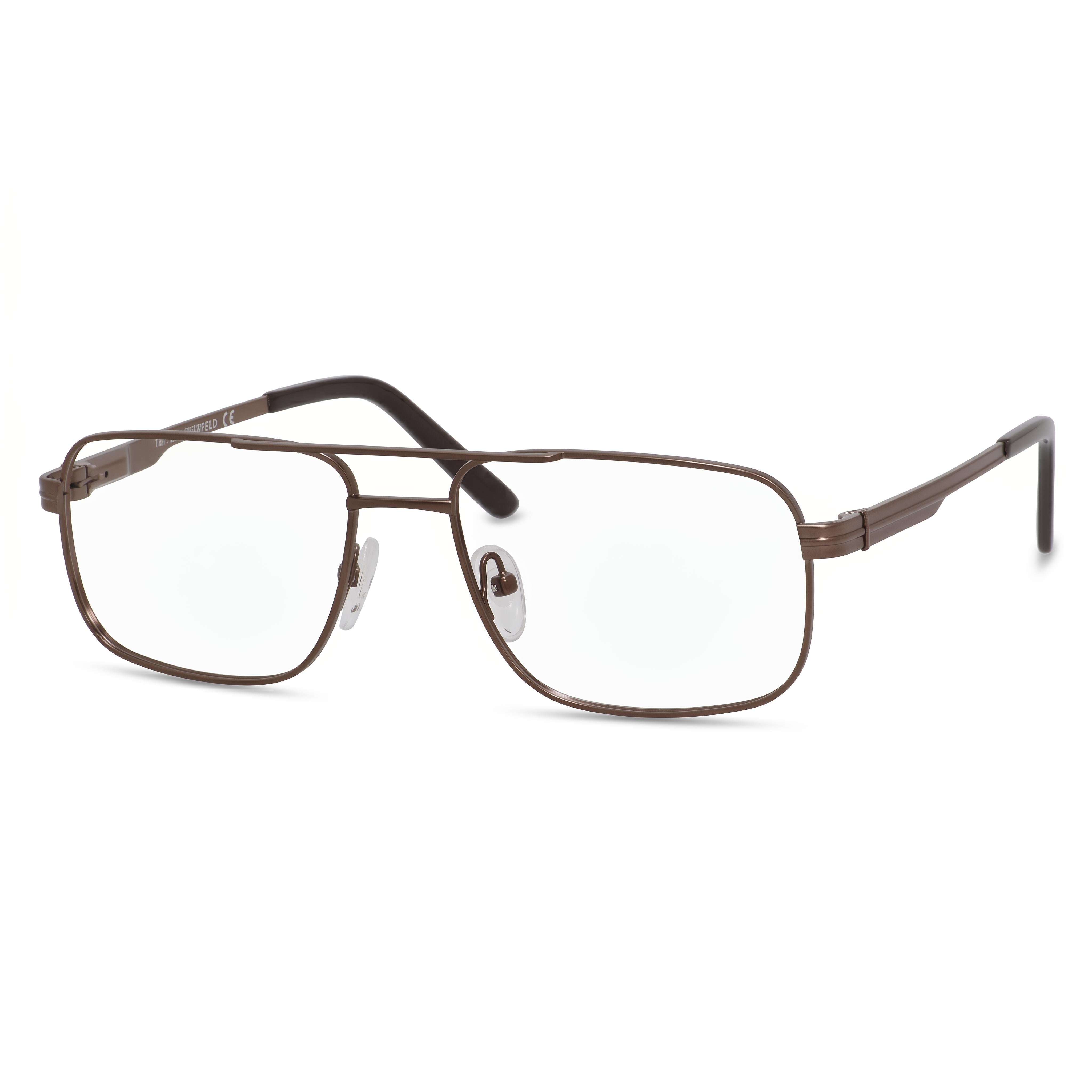 Gafas de lectura rectangulares transparentes de titanio marrón para hombre Chesterfield Chesterf 866/T 56-17-140, Photo 1