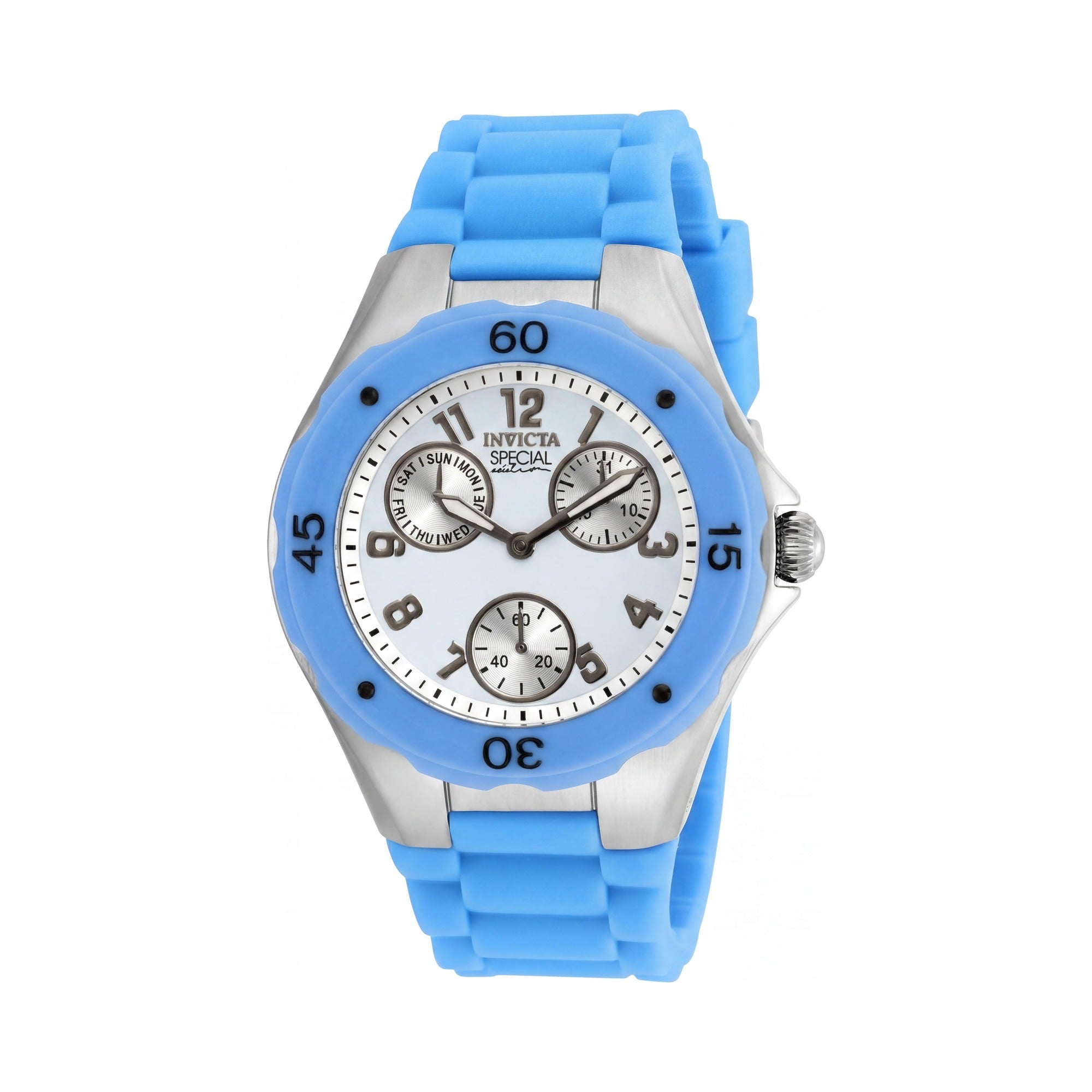 Invicta Angel IN-18795-AMZUK Women's Light Blue White Stainless Steel Silicone Strap Japanese Quartz Day-Date Watch 38mm, Photo 1