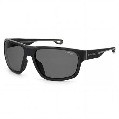 Carrera Gafas de sol casuales para hombre, armazón negro de poliamida ecológica, lentes grises polarizadas con 100 % protección UV, 63 mm