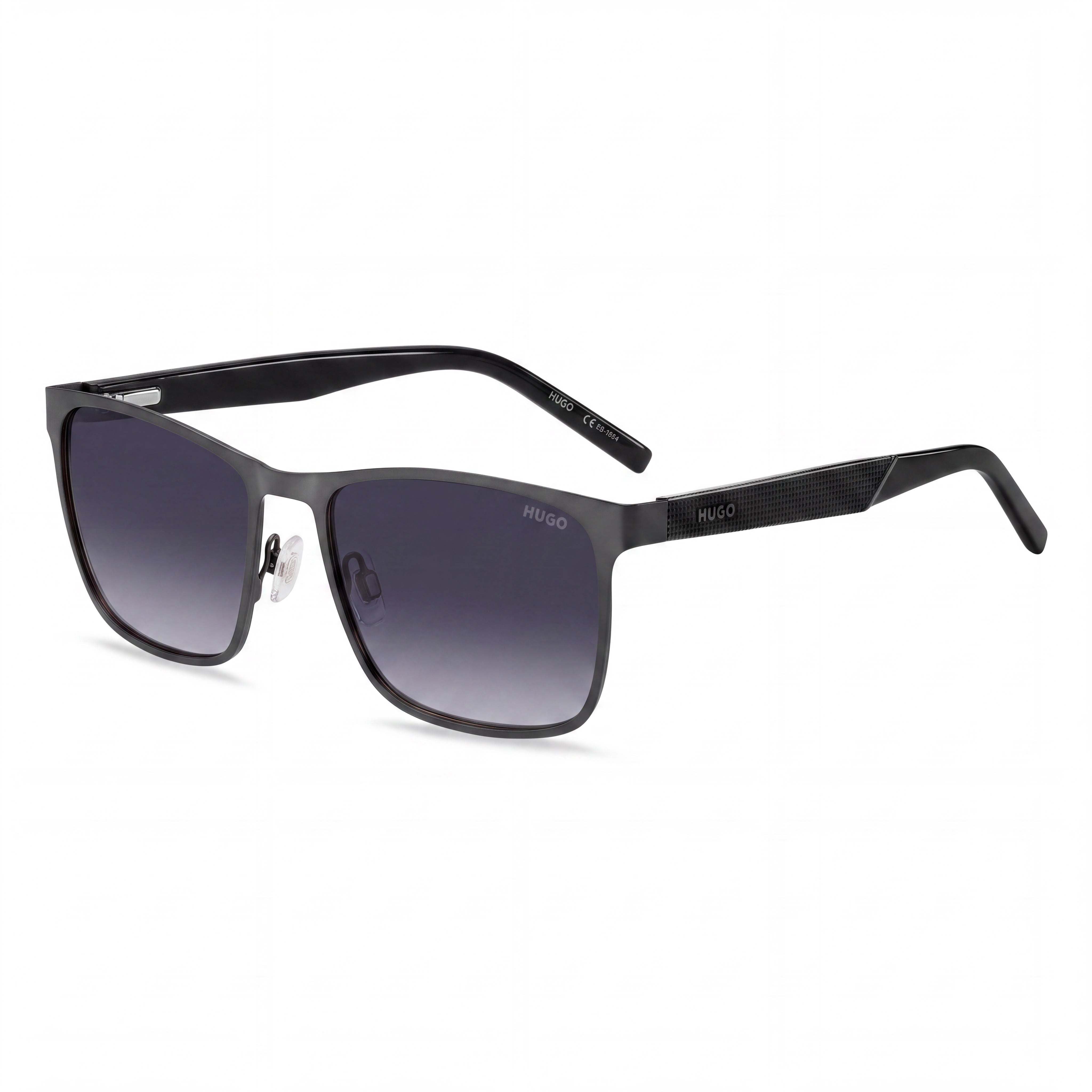 HUGO Hg 1328/S Rectangular Women's Matte Ruthenium Black Stainless Steel Sunglasses 57mm, Photo 1