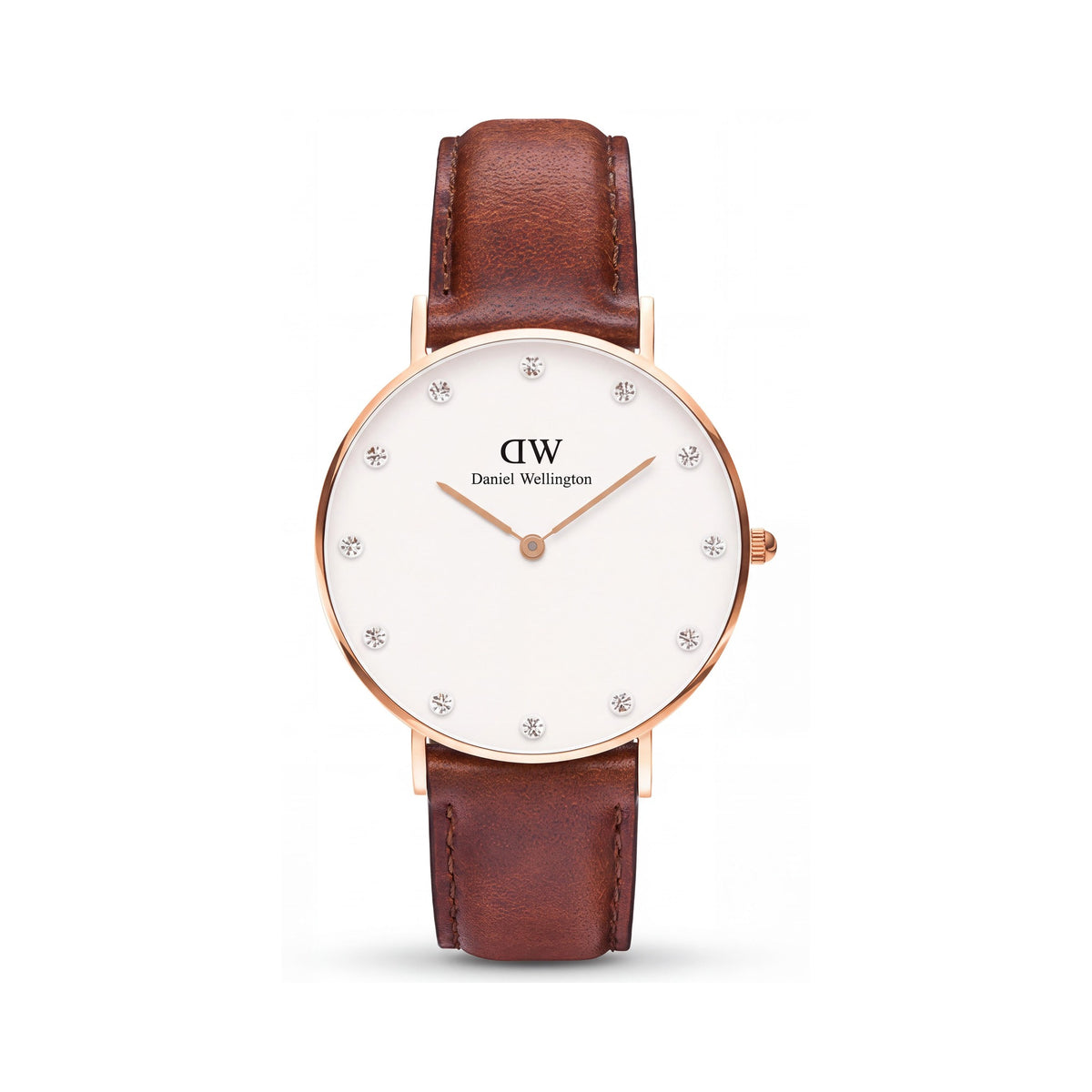 Daniel Wellington Women's Classy St Mawes 0950DW Watch, Rose Gold Case, White Dial, Brown Leather, 34mm, Photo 1