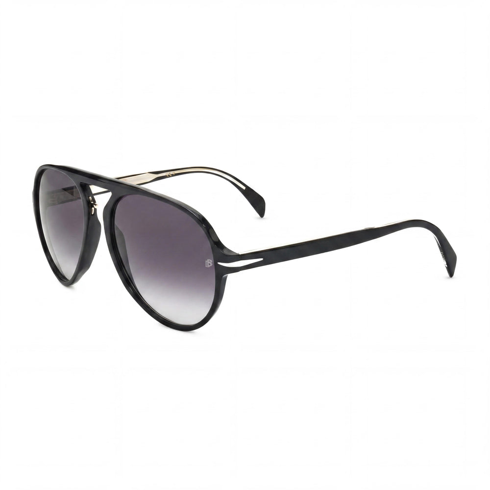 Gafas de sol unisex David Beckham DB 7005/S de plástico negro con montura de aviador y lentes de protección UV de 57 mm en gris oscuro.
