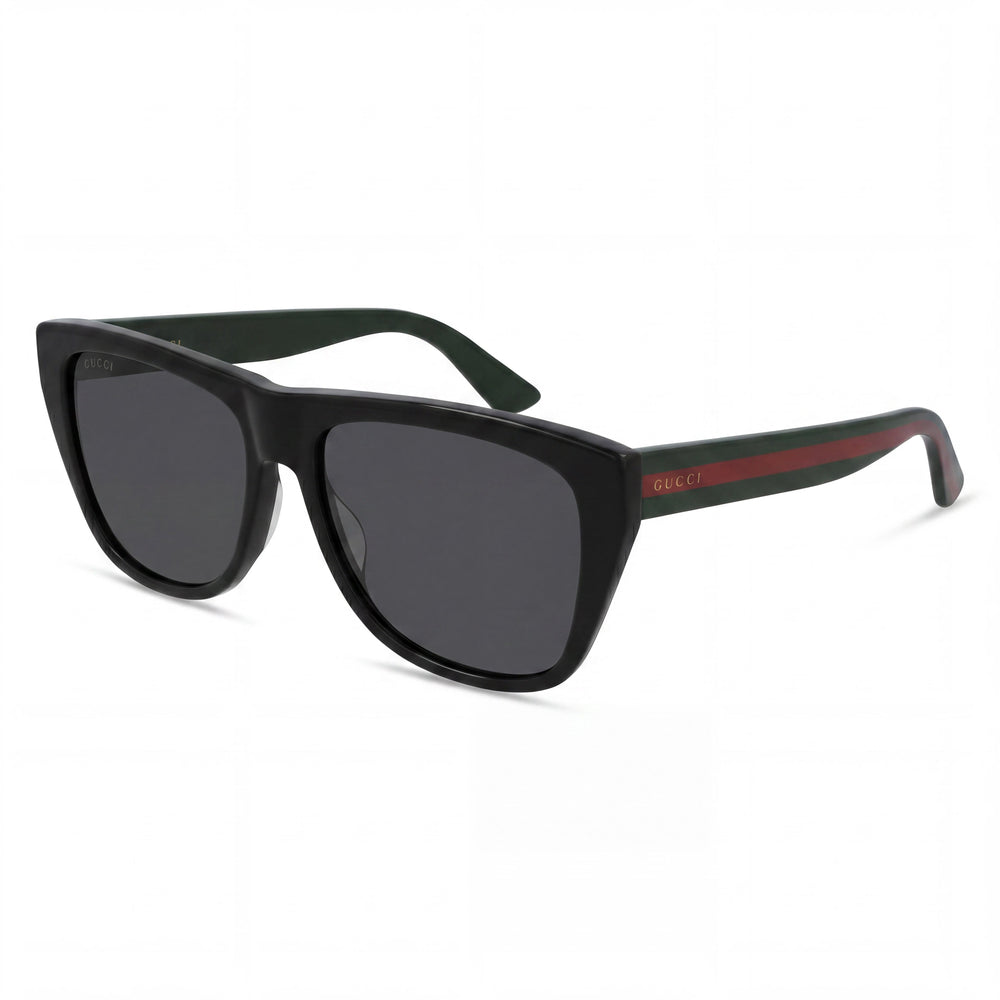 Gucci Gg0926s Unisex Black Green Grey Square Plastic Frame Sunglasses, Black Green Grey UV Lenses 57mm