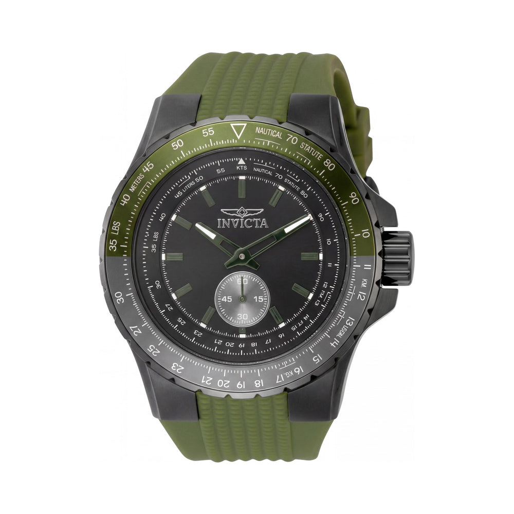 Reloj Invicta Aviator 49323 para hombre, de cuarzo, 50 mm, acero inoxidable, esfera negra, correa de silicona, resistente a 10 ATM