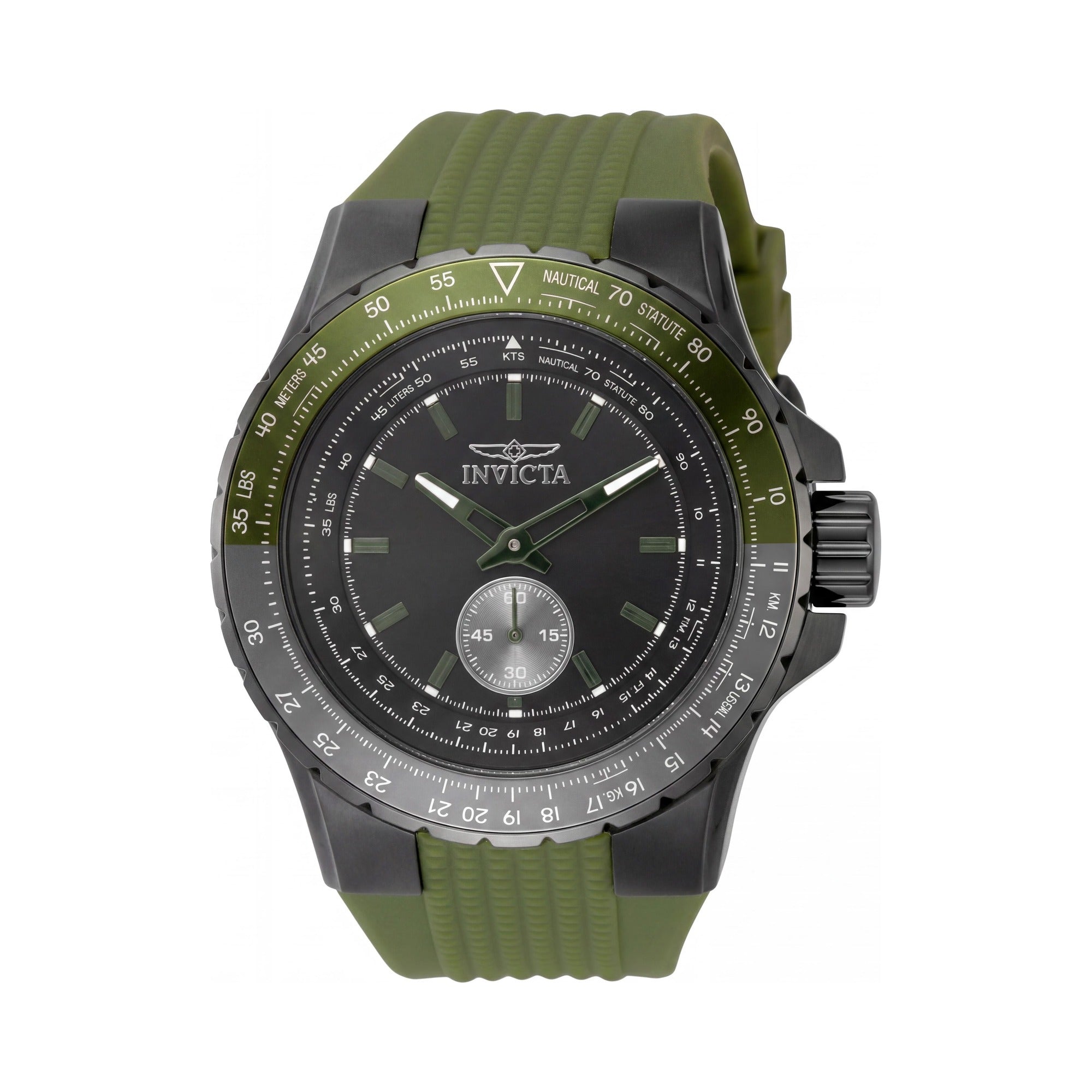 Reloj Invicta Aviator 49323 para hombre, de cuarzo, 50 mm, acero inoxidable, esfera negra, correa de silicona, resistente a 10 ATM, Photo 1