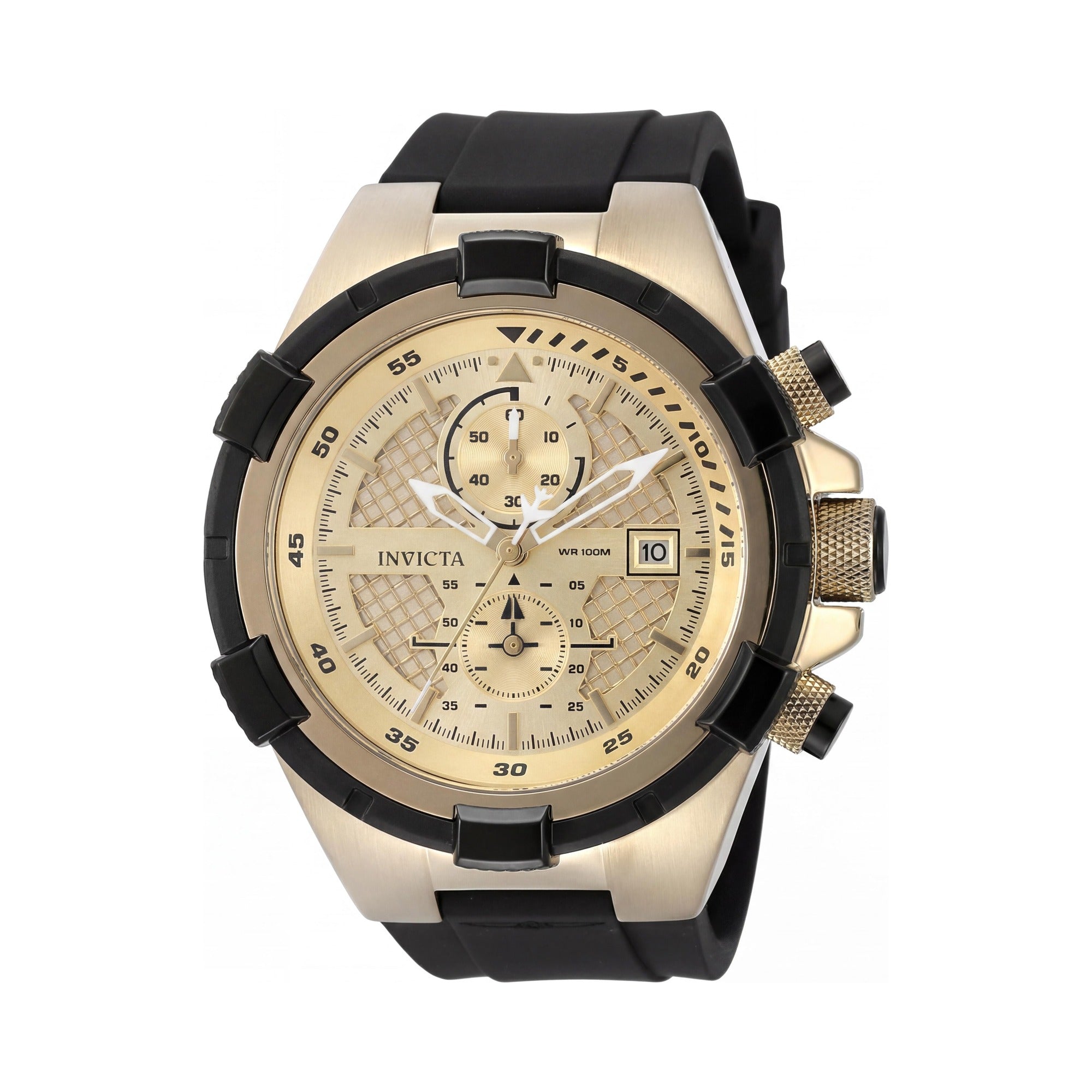 Invicta Aviator 50121 Unisex Gold-tone Stainless Steel Chronograph Quartz Watch with Silicone Strap, 51mm, Photo 1